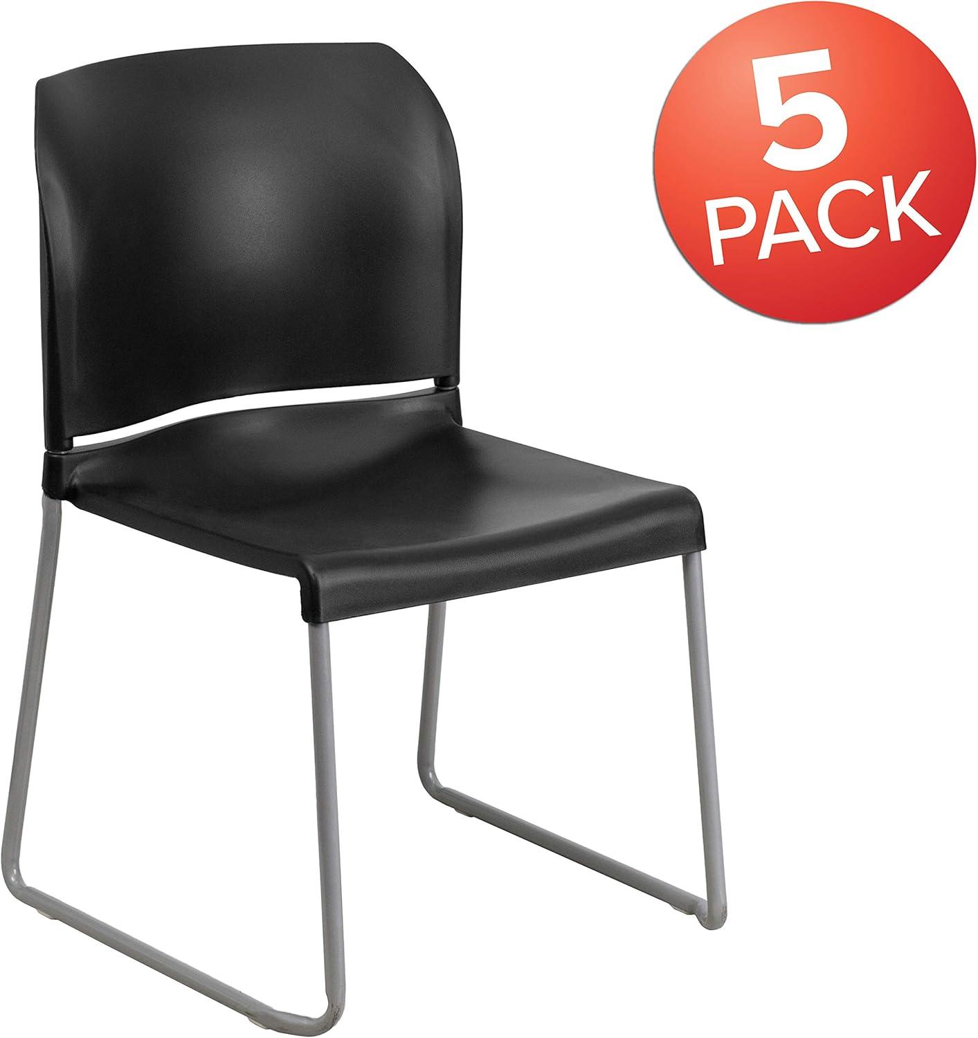 Flash Furniture Brielle Contoured Sled Base Stackable Waiting Room Chairs (Set of 5)