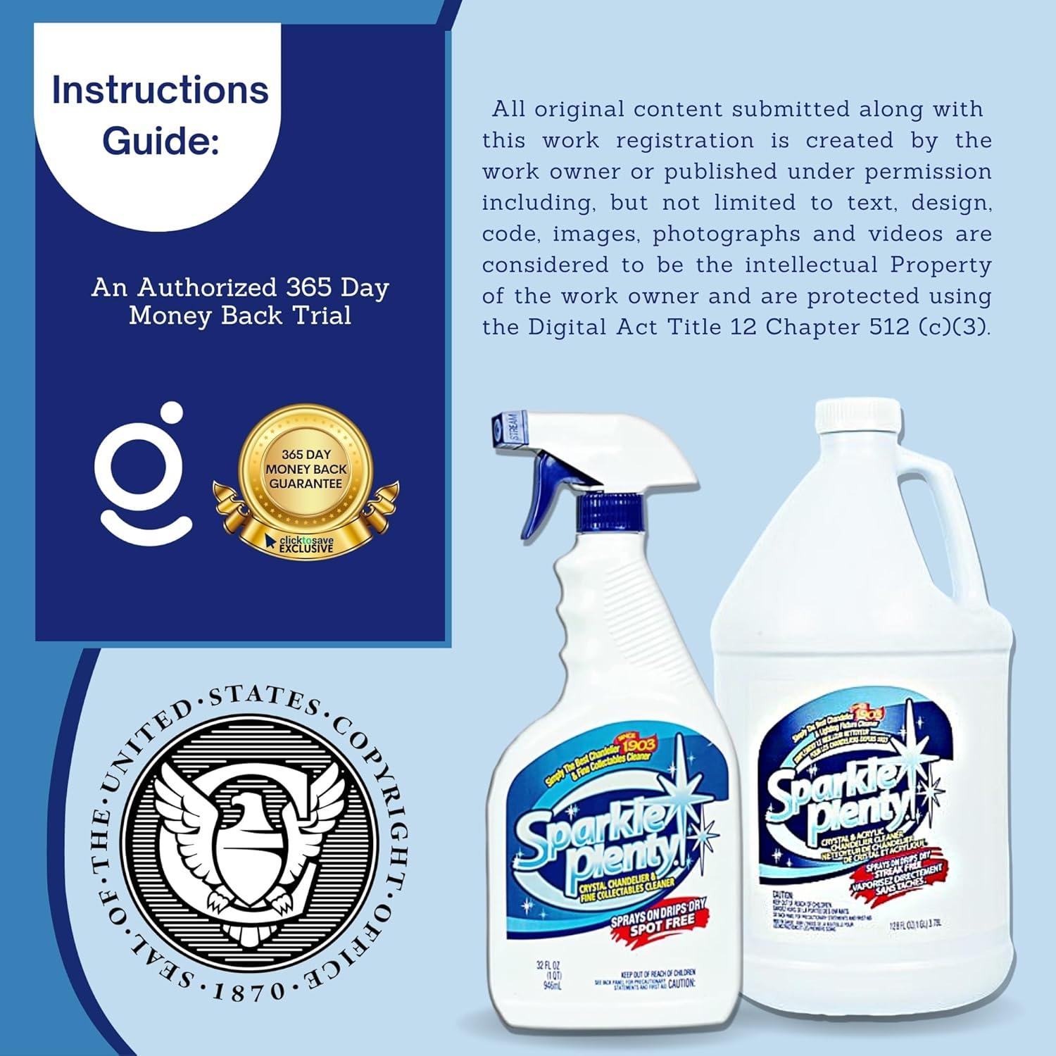 Sparkle Plenty Crystal Chandelier Cleaner Spray | Drip Dry | Home Cleaning Supplies | Crystal Cleaner | Fine Collectables Cleaner | Glass Cleaner | Figurine Cleaner | 32 fl oz