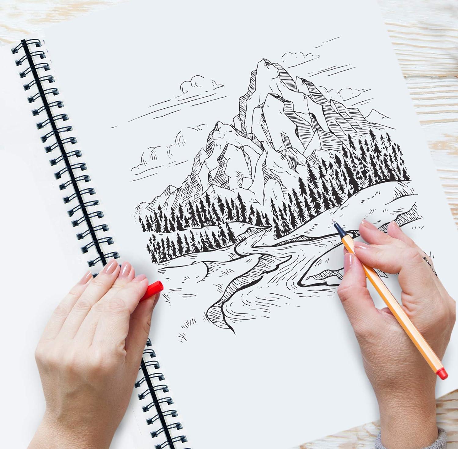 Artist’s Sketchbook Hardcover – 200GSM Very Thick Paper – Large, Spiral Sketch Book for Drawing and Mixed Media – Sketch Pad, Art Book - 11.4 x16.5, 40 Sheets / 80 Pages