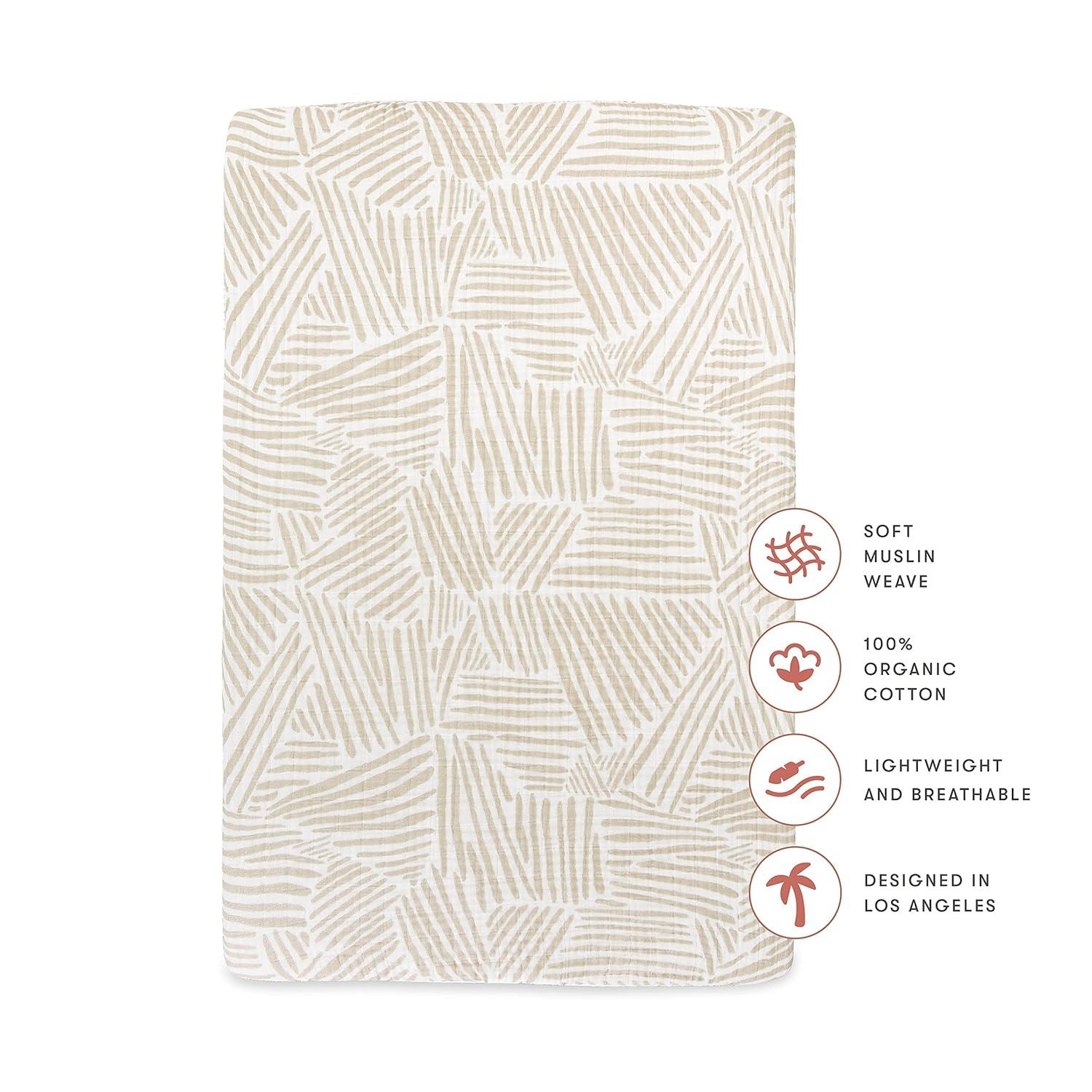 Oat Stripe Mini Crib Sheet In Muslin Cotton
