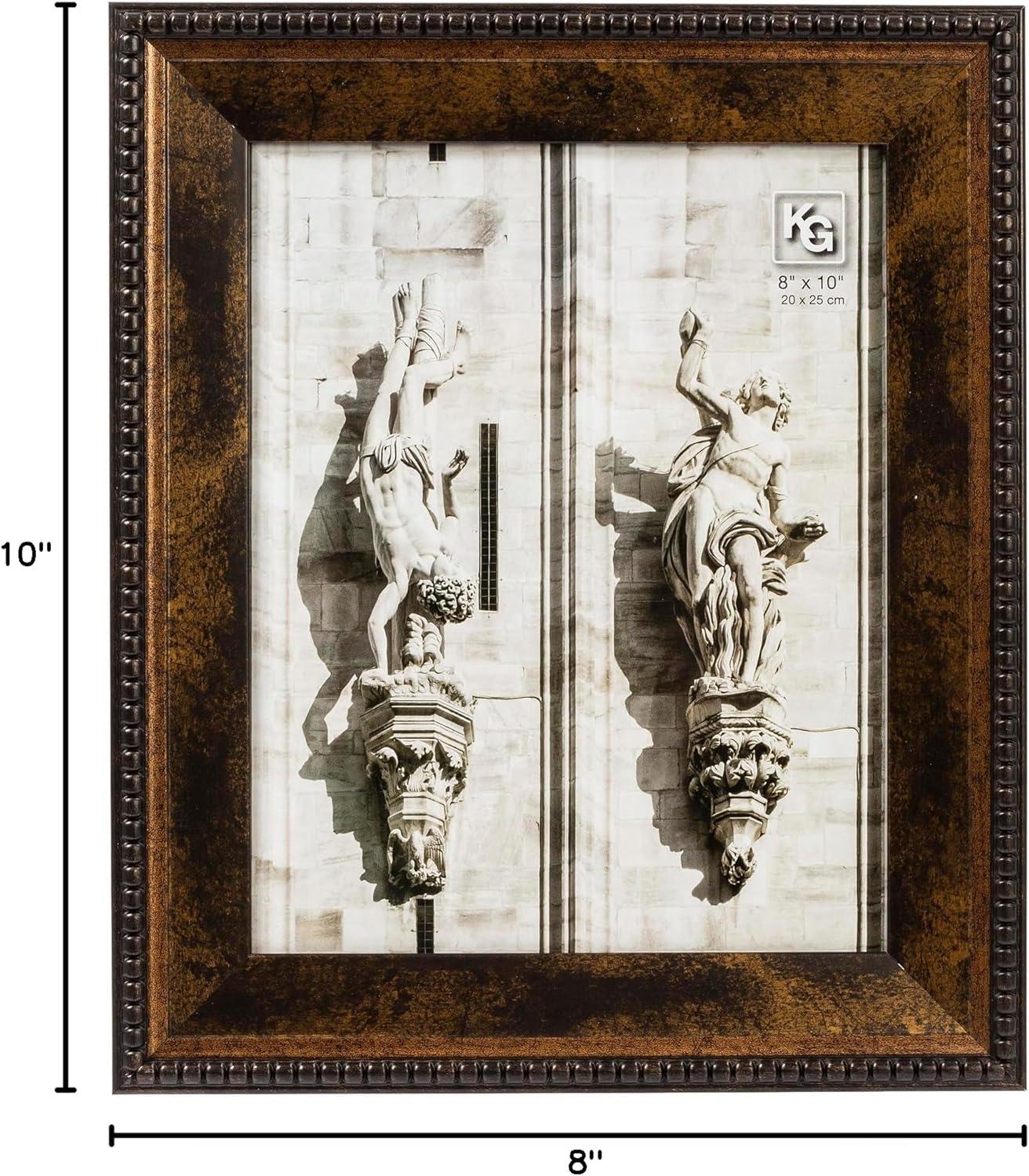Kiera Grace Kiera Grace Sydney Picture Frame, 10" x 12" Large Picture Frame, Holds an 8" x 10" Photo, Plastic Frame for Wall Hanging, Durable Frame with Easel for Photo Display, Antique Bronze