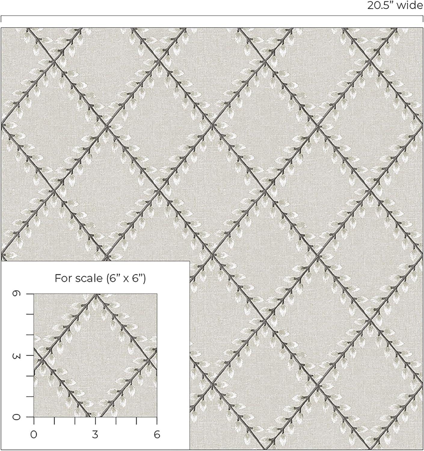 Surface Style - Peel and Stick Wallpaper, Botanical Wallpaper for Bedroom, Powder Room, Kitchen, Self Adhesive, Vinyl, 30.75 Sq Ft Coverage (Clover Lane Collection, Smoke)