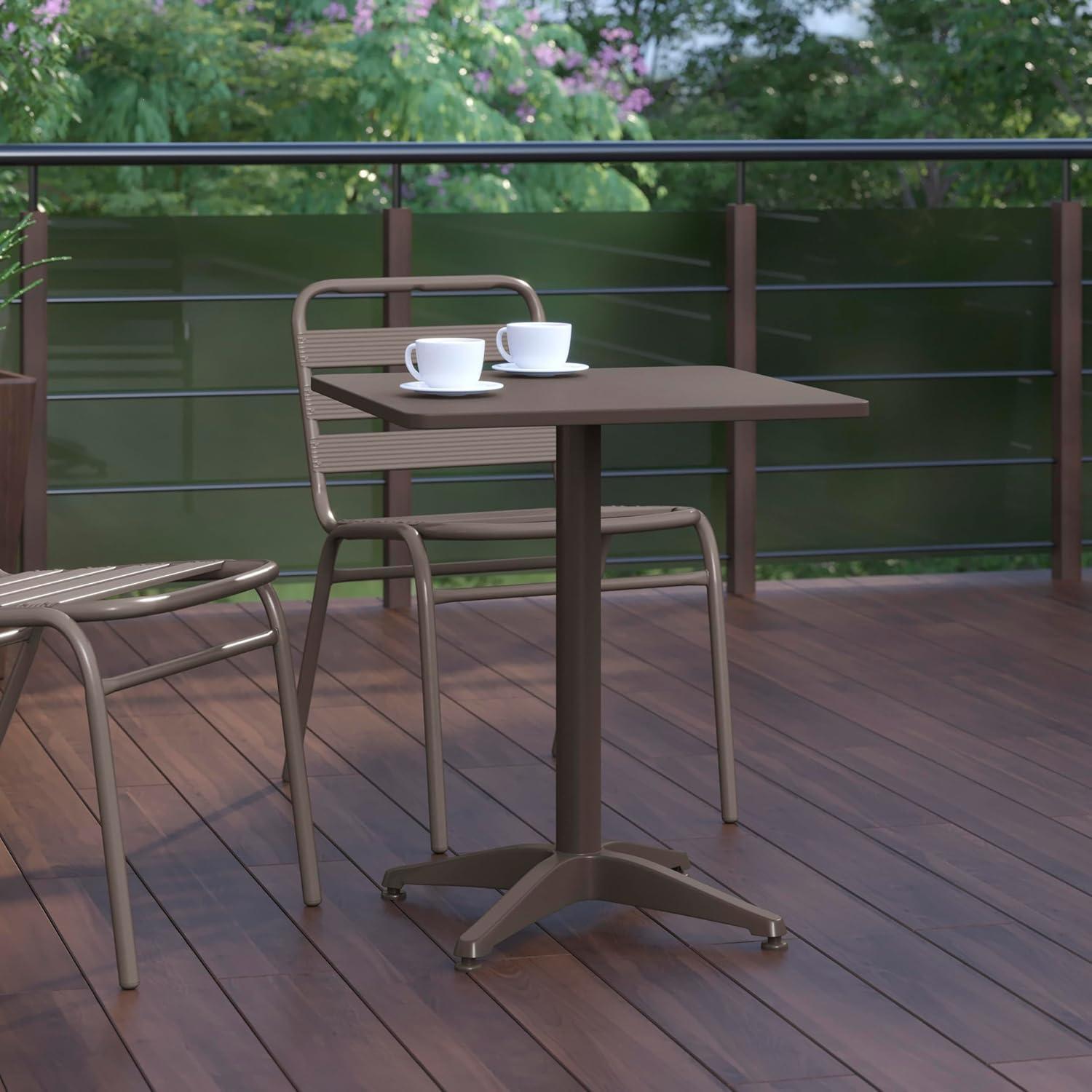 Flash Furniture Mellie 23.5'' Bronze Square Metal Indoor-Outdoor Table with Base