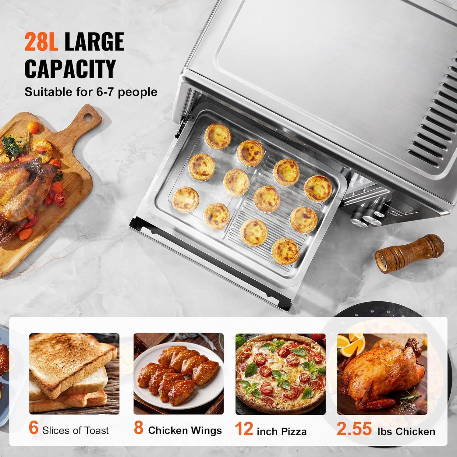 Stellweilan Tessberg Countertop Convection Oven 28L Toaster Baker 10-IN-1 1800W for Home Use