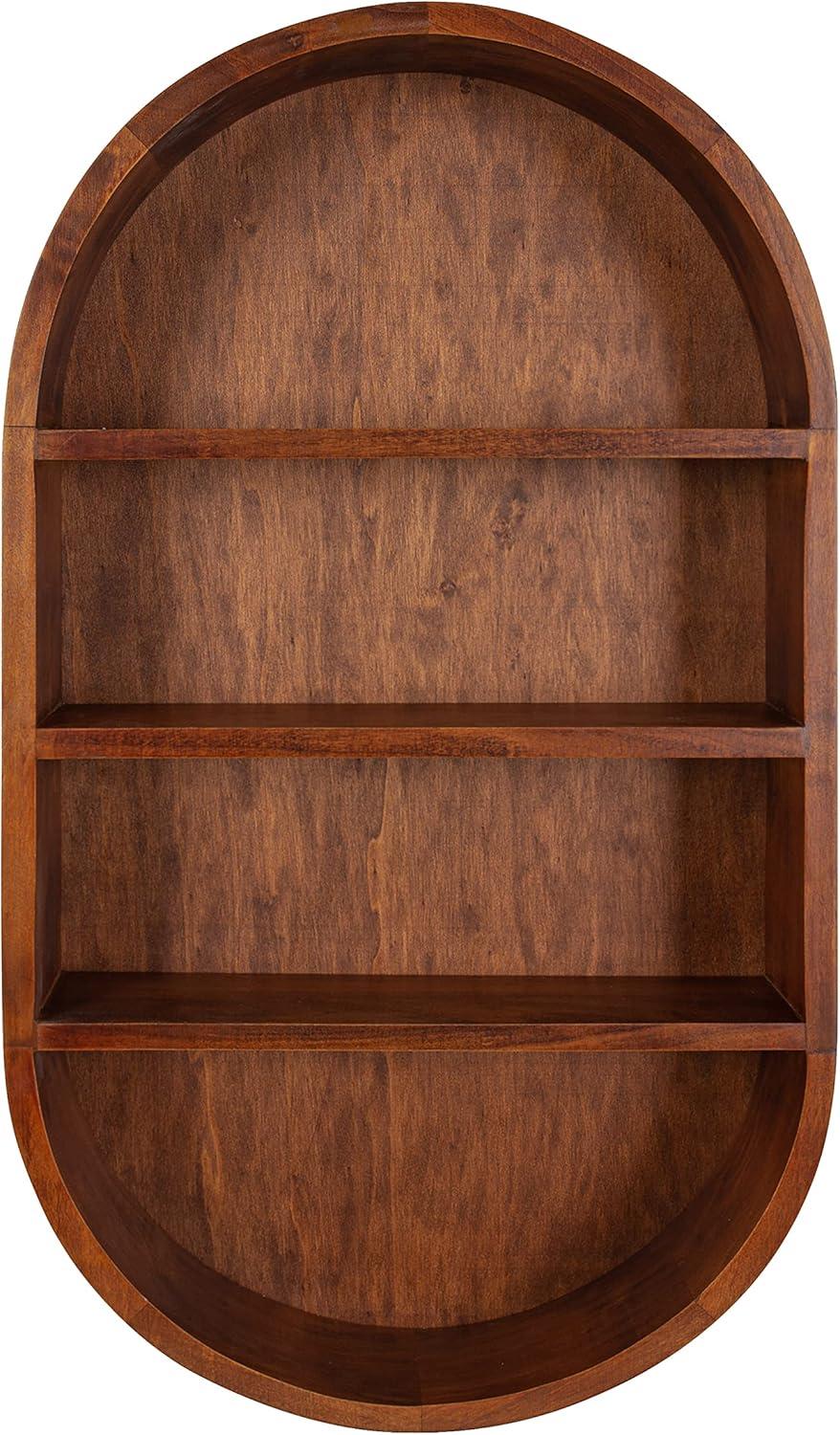 Minx Oval Solid Mango Wood Accent Wall Shelf