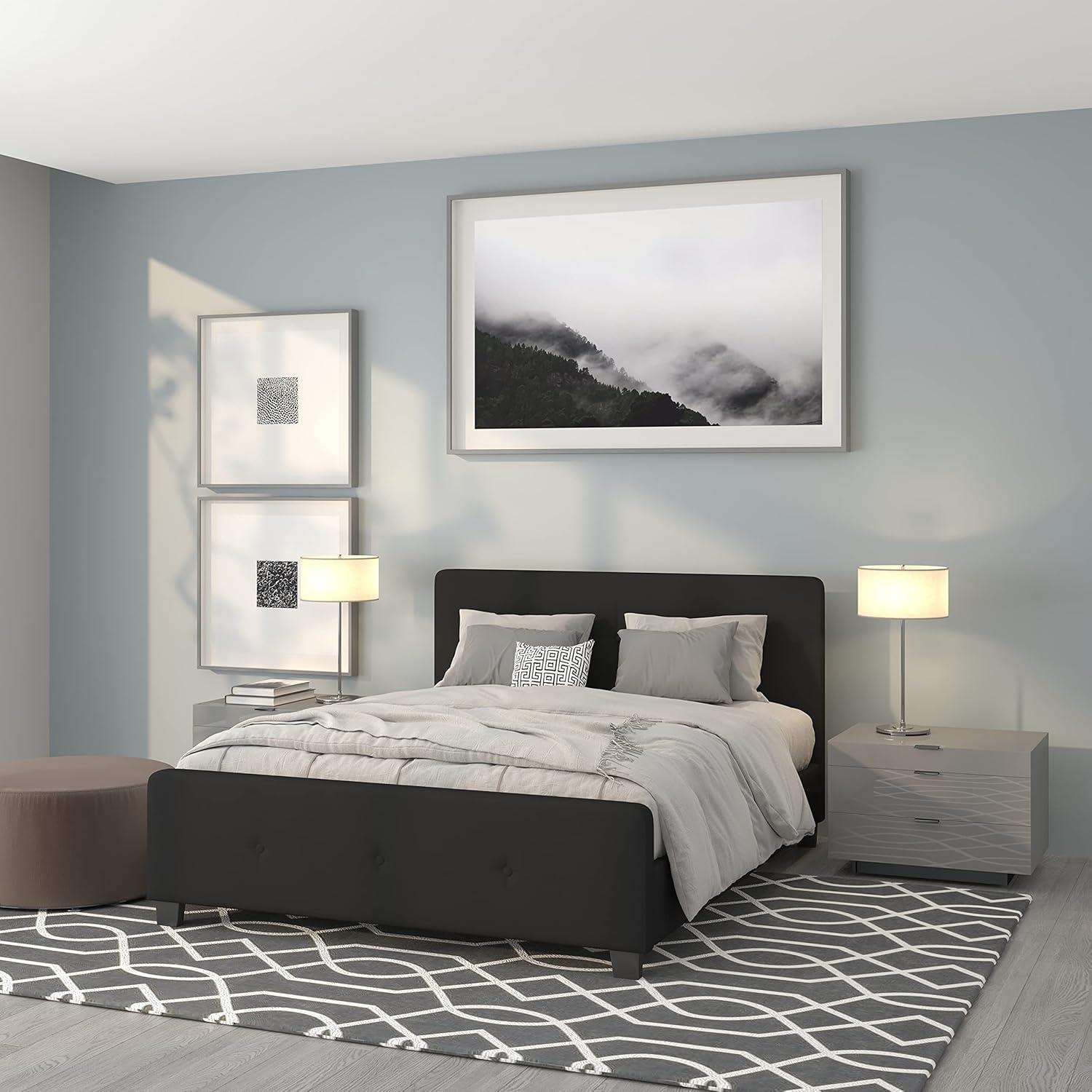 Flash Furniture Tribeca Queen Size Tufted Upholstered Platform Bed in Light Gray Fabric