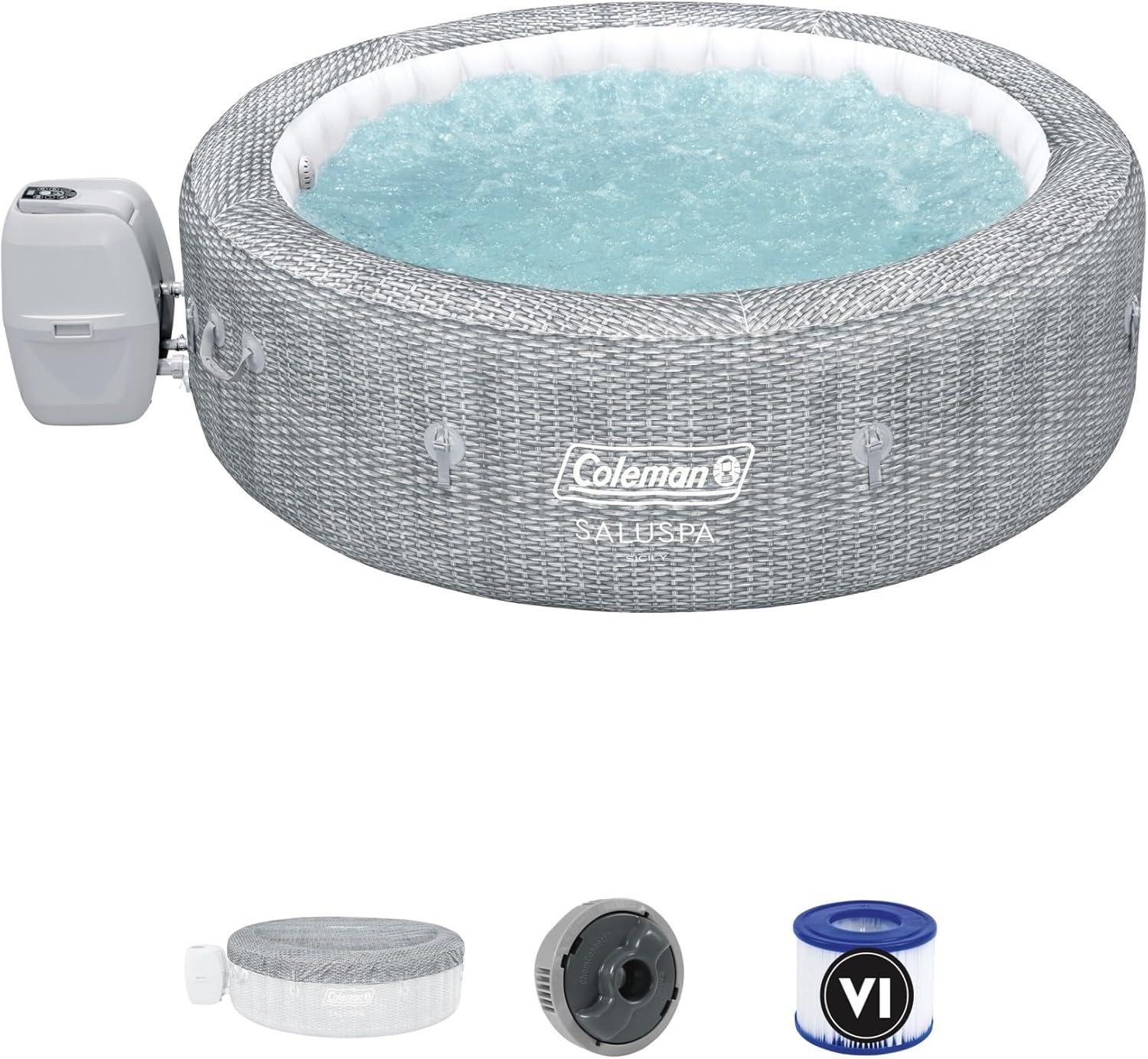 Coleman Sicily Gray Inflatable Round 7-Person Hot Tub Spa