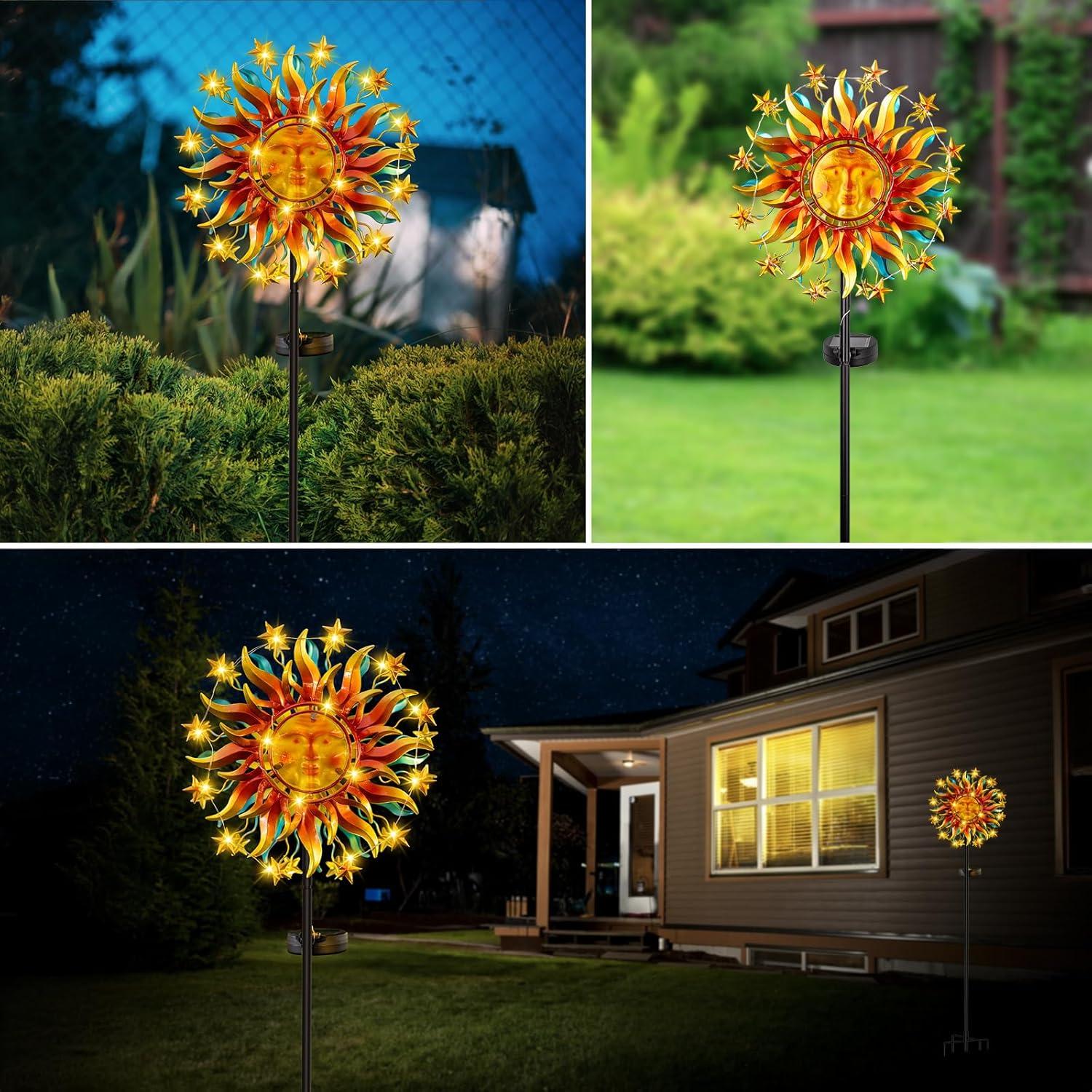 Arlmont & Co. 60.3 Inch 360° Metal Sun Wind Sculptures Outdoor Clearance Kinetic Windmills