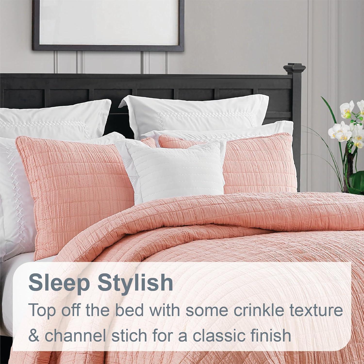 Swift Home Ultra Soft Crinkle Washed Microfiber 3-Piece Quilt Set