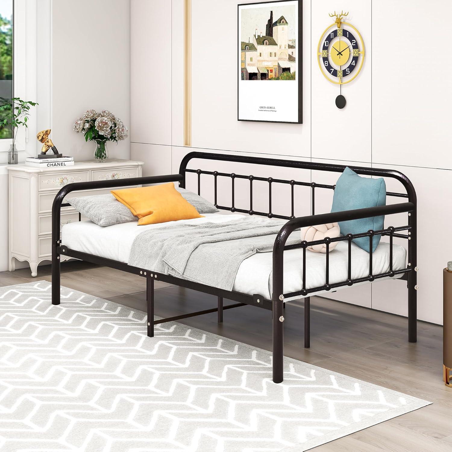 Twin Dark Copper Metal Daybed with Slats