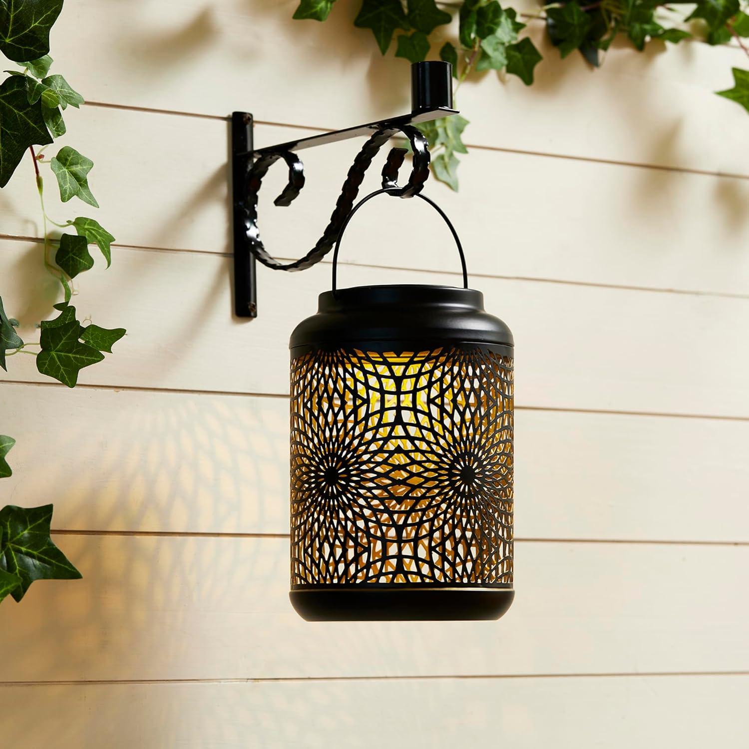 Winston Porter 8.75"H Metal Cutout Solar Powered Outdoor Hanging Lantern