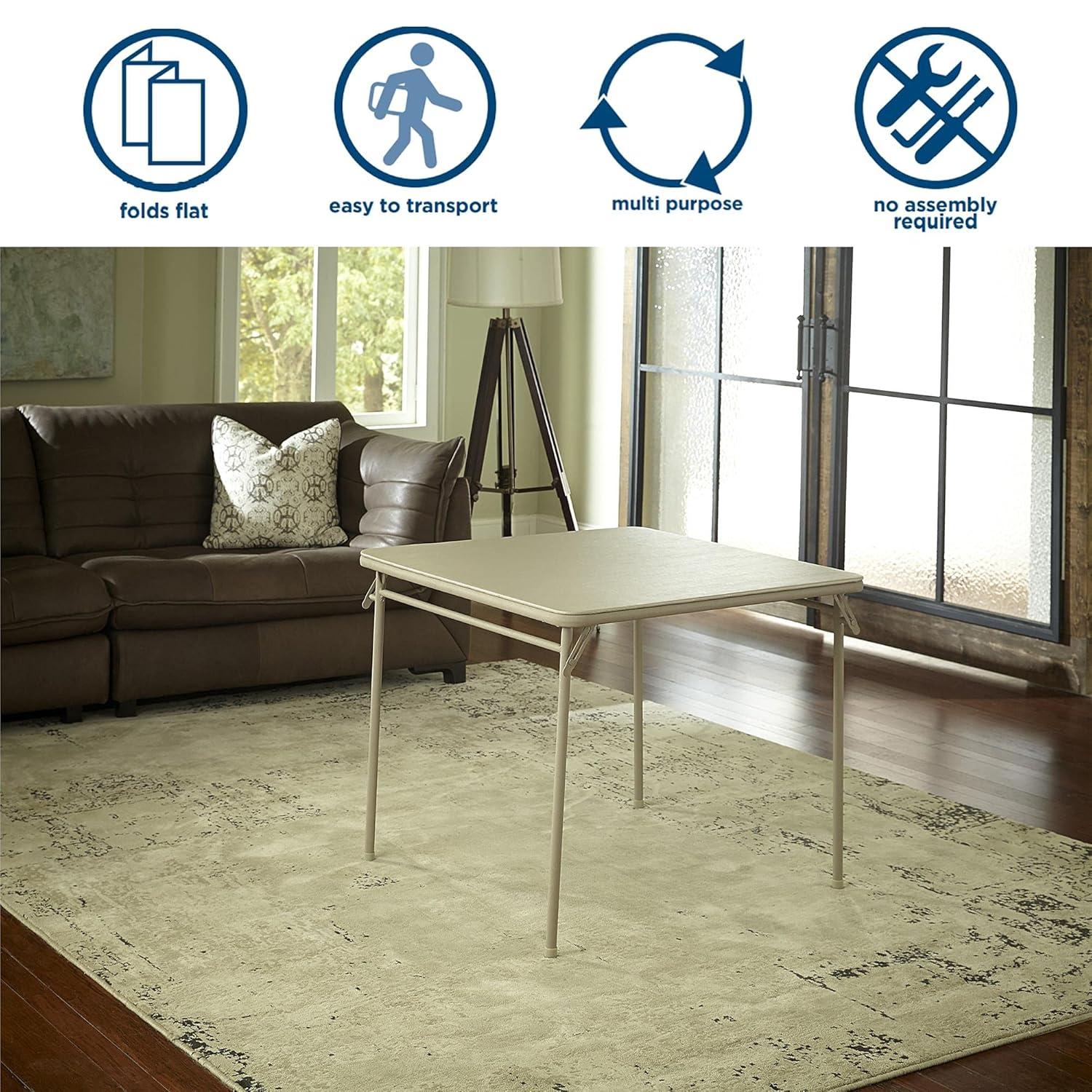 COSCO 34" Square Folding Vinyl Top Card Table, Antique Linen