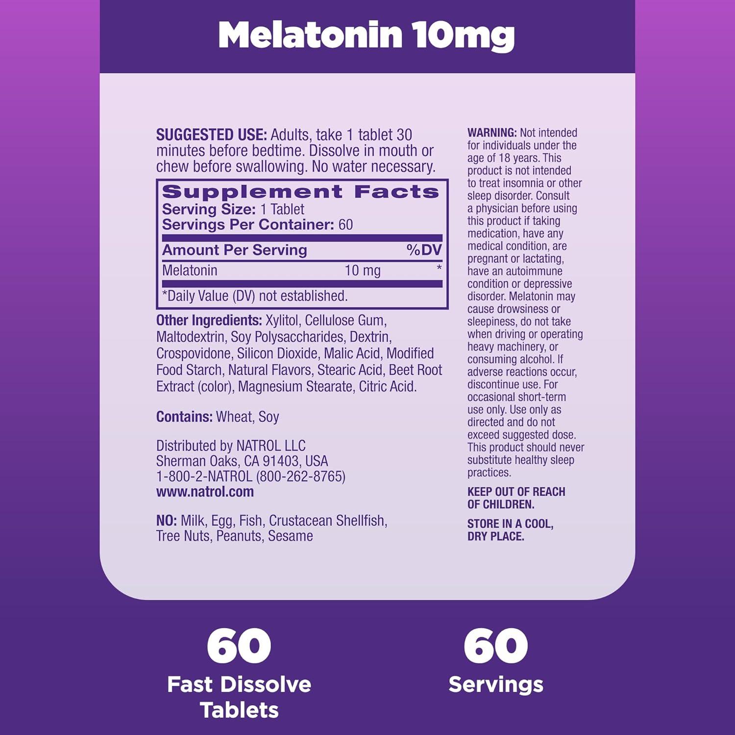 Natrol Melatonin, Citrus, 10 mg, 60 Tablets