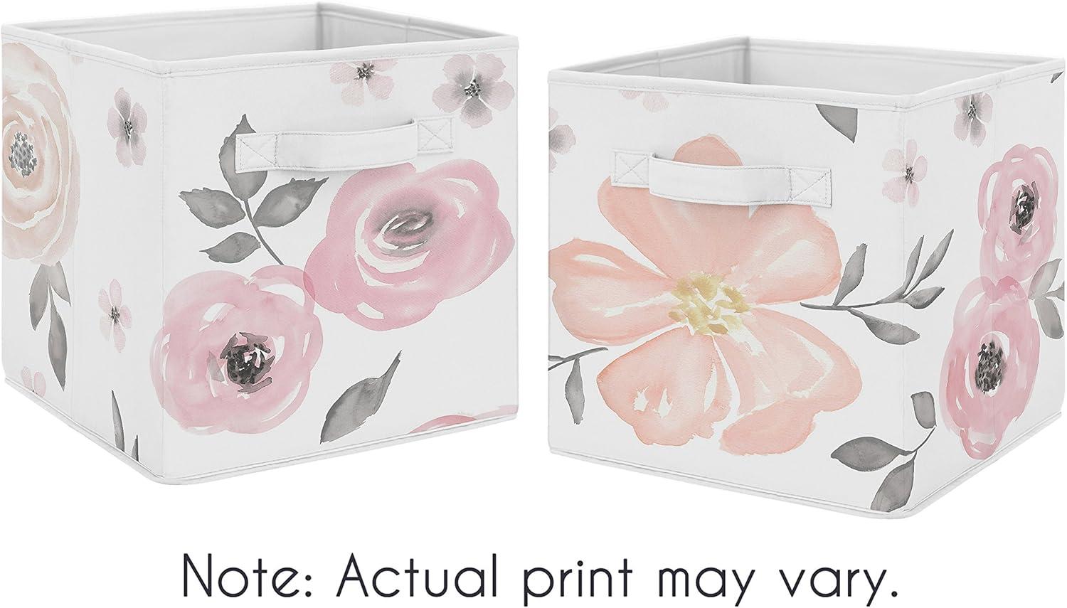 Watercolor Floral Fabric Storage Bin