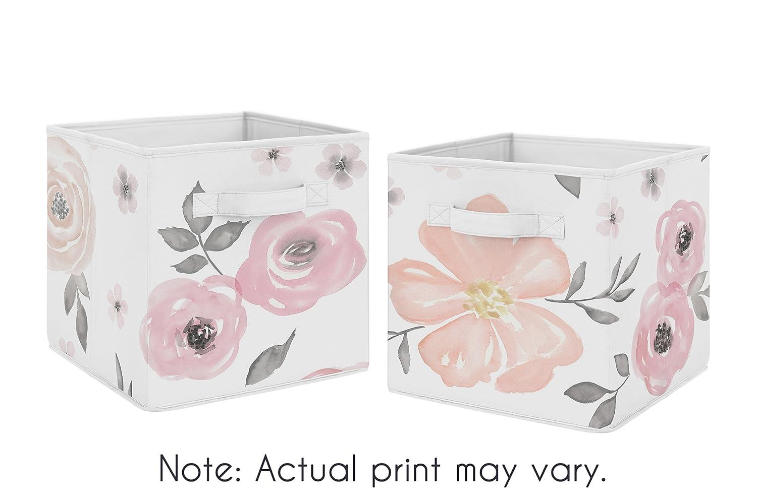 Watercolor Floral Fabric Storage Bin (Set of 2)