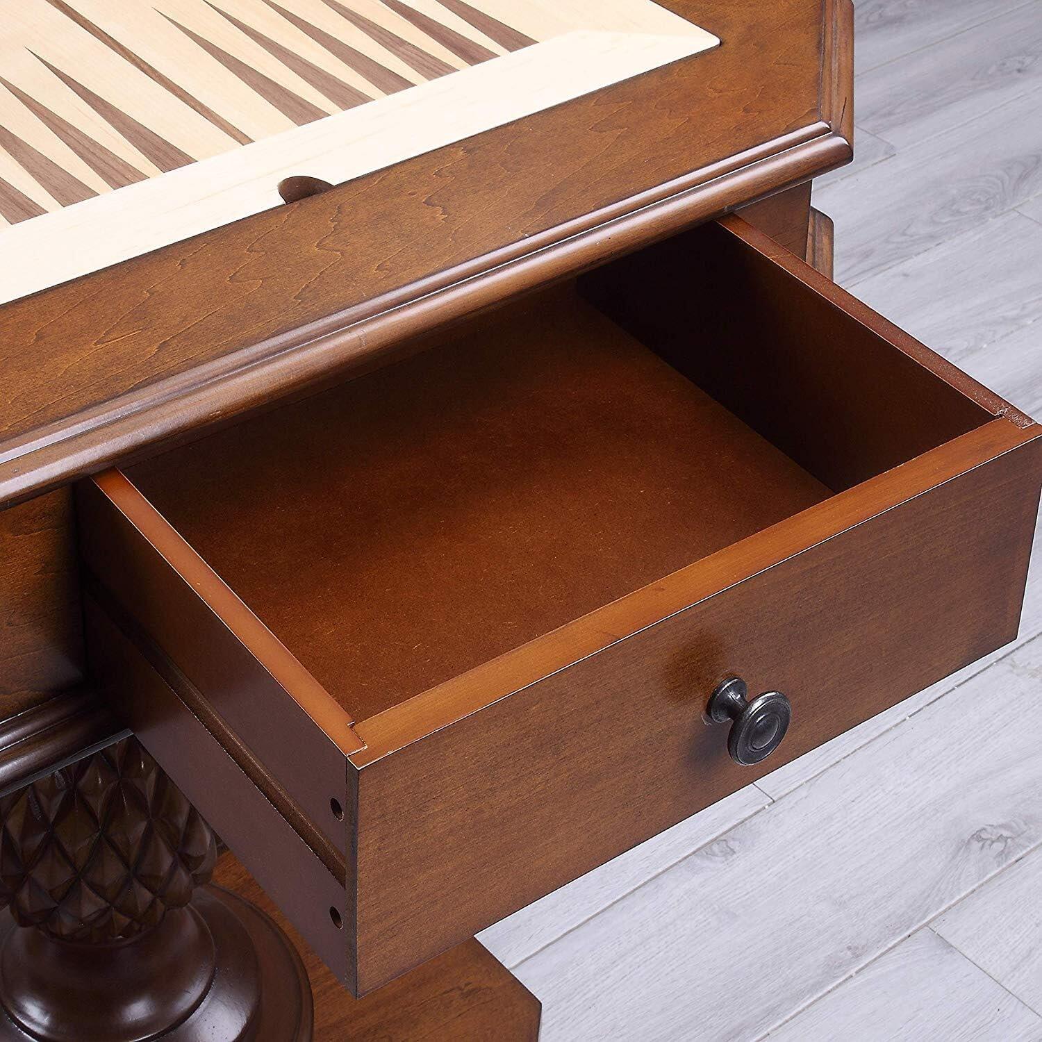 Traditional Cherry Brown Square Wooden Game Table with Reversible Tray