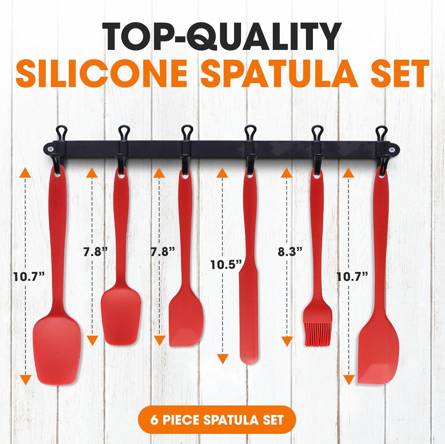 Cheer Collection 6-Piece Red Silicone Spatula Set for Nonstick Cookware