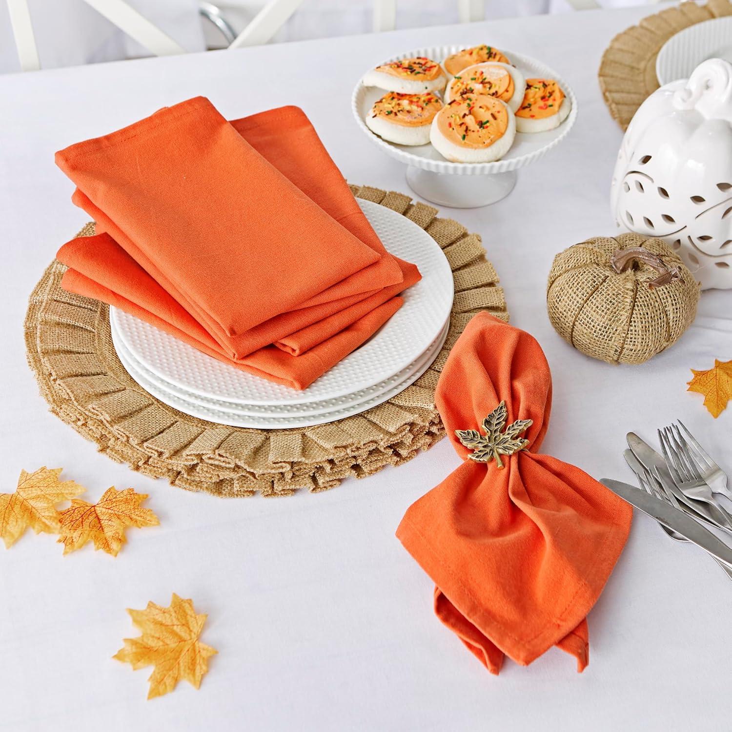 DII Modern Style Cotton Napkin in Spice Orange Finish (Set of 6)