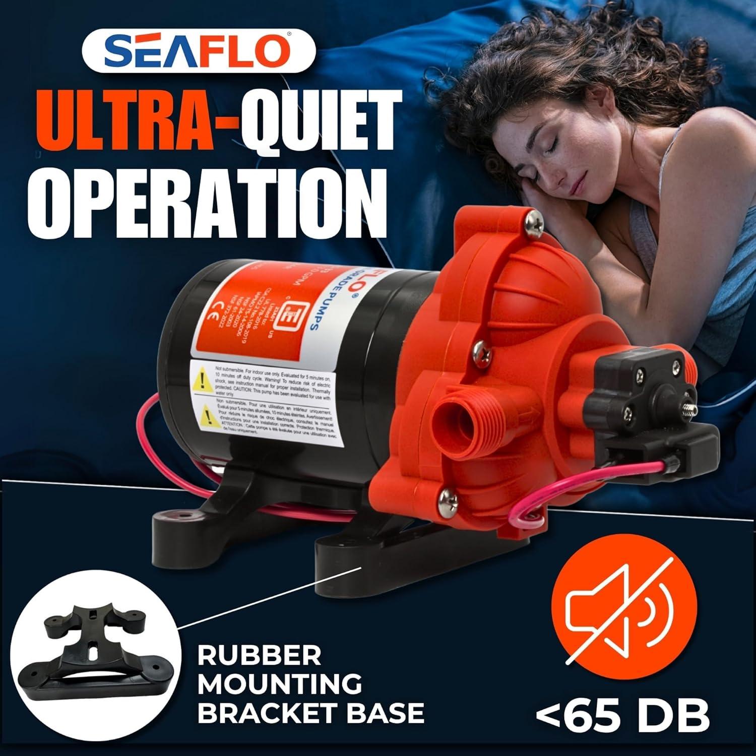 SEAFLO 123ABC, 3.0A, 12V, Orange and White, Diaphragm Self Priming Water Transfer Pump, 3.0 GPM