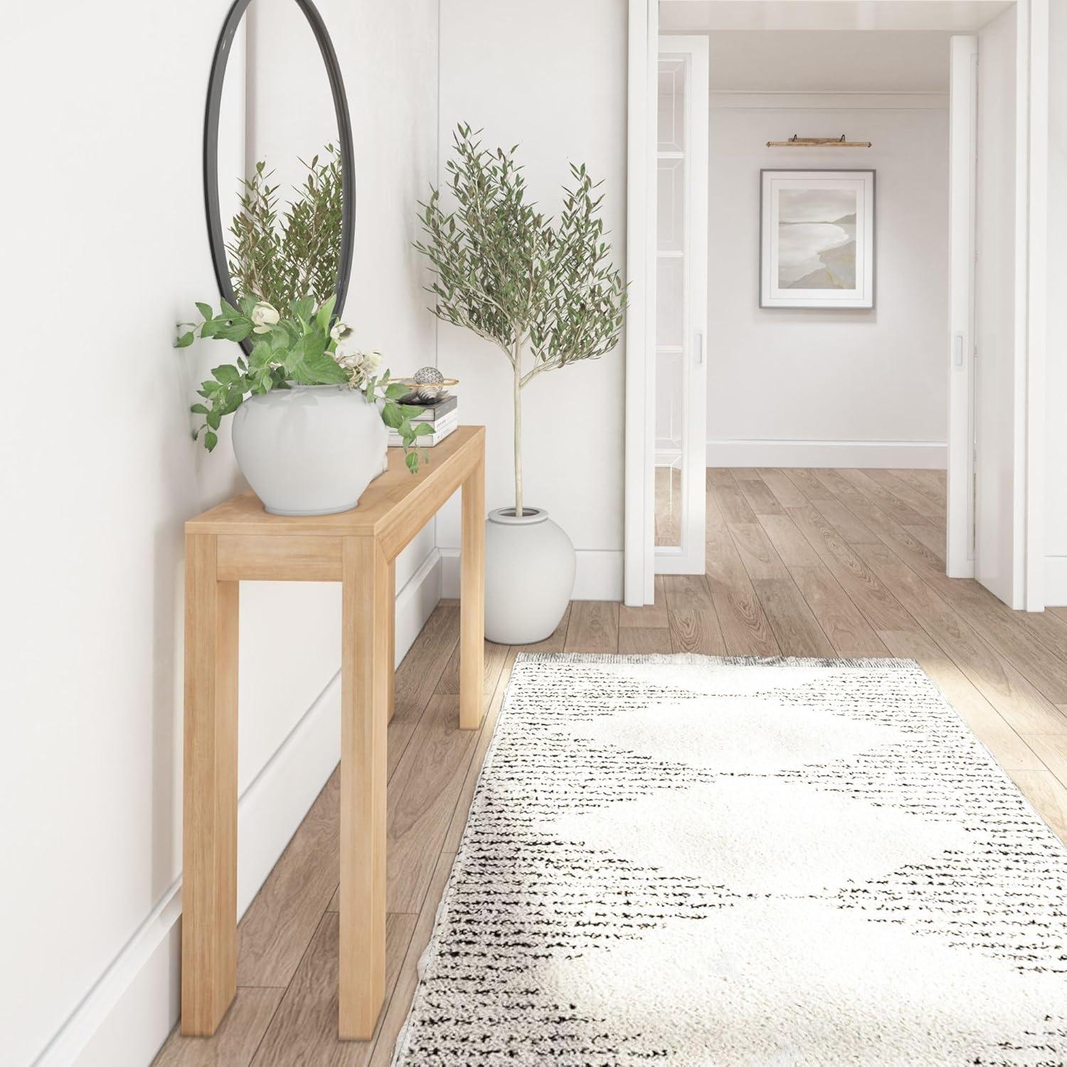 Plank+Beam 46" Modern Solid Wood Console Table, Narrow Entryway Table, Behind The Couch