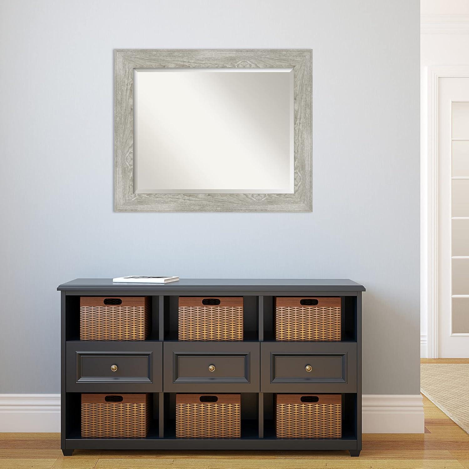 34" x 28" Dove Graywash Framed Bathroom Vanity Wall Mirror - Amanti Art: Modern, Wall Mount, Wood Frame