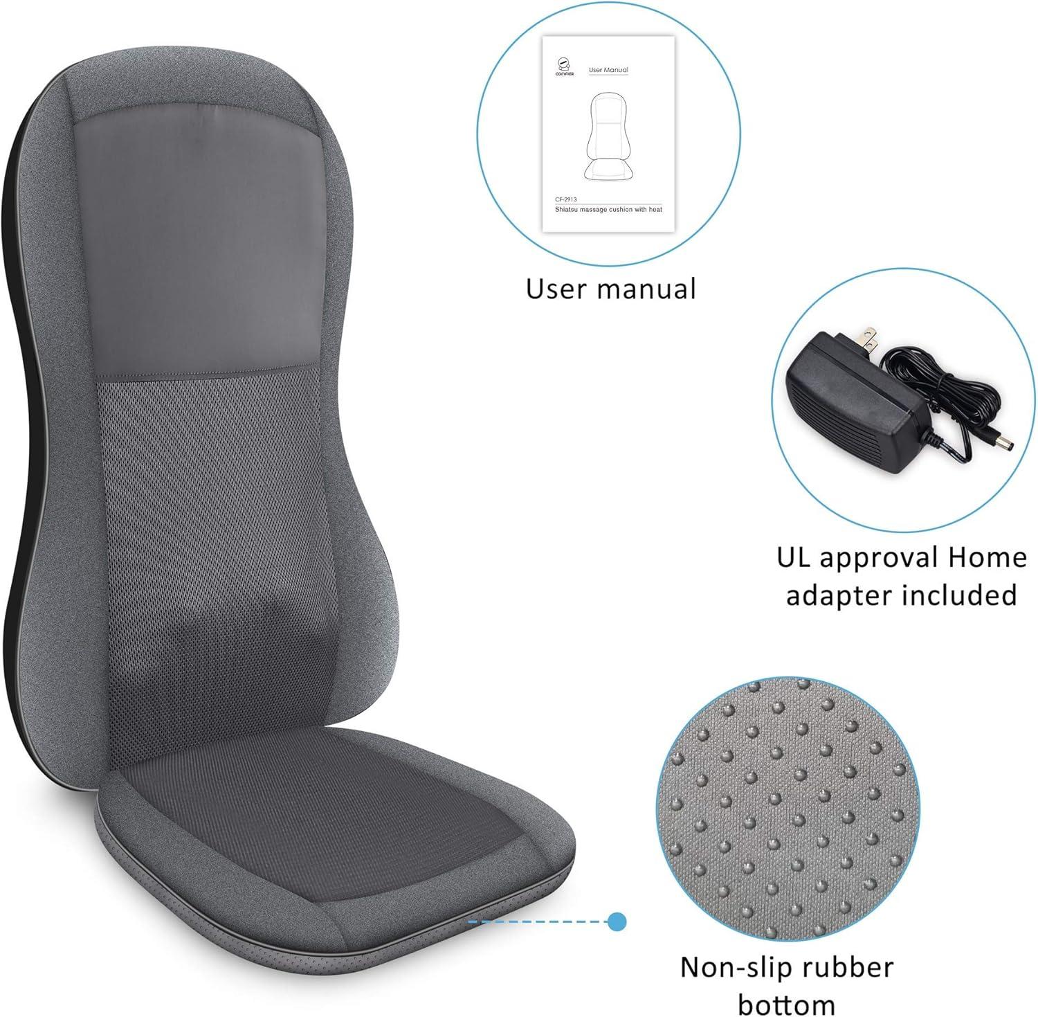Comfier Shiatsu Back Massager with Heat 10 Massage Nodes Massage Chair Pad 2D/3D Seat Cushion Massagers