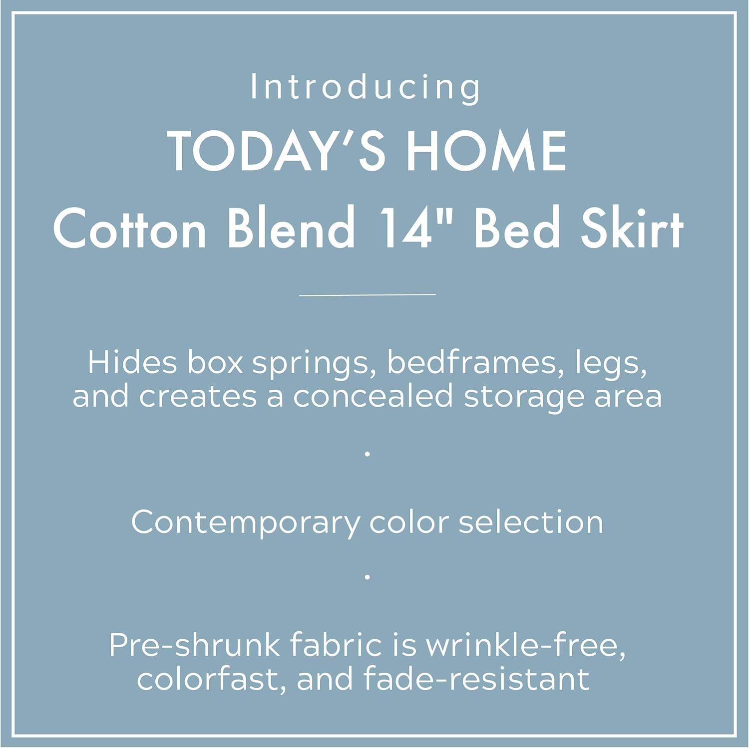 Today's Home Off-White Tailored Cotton Bed Skirt, Queen