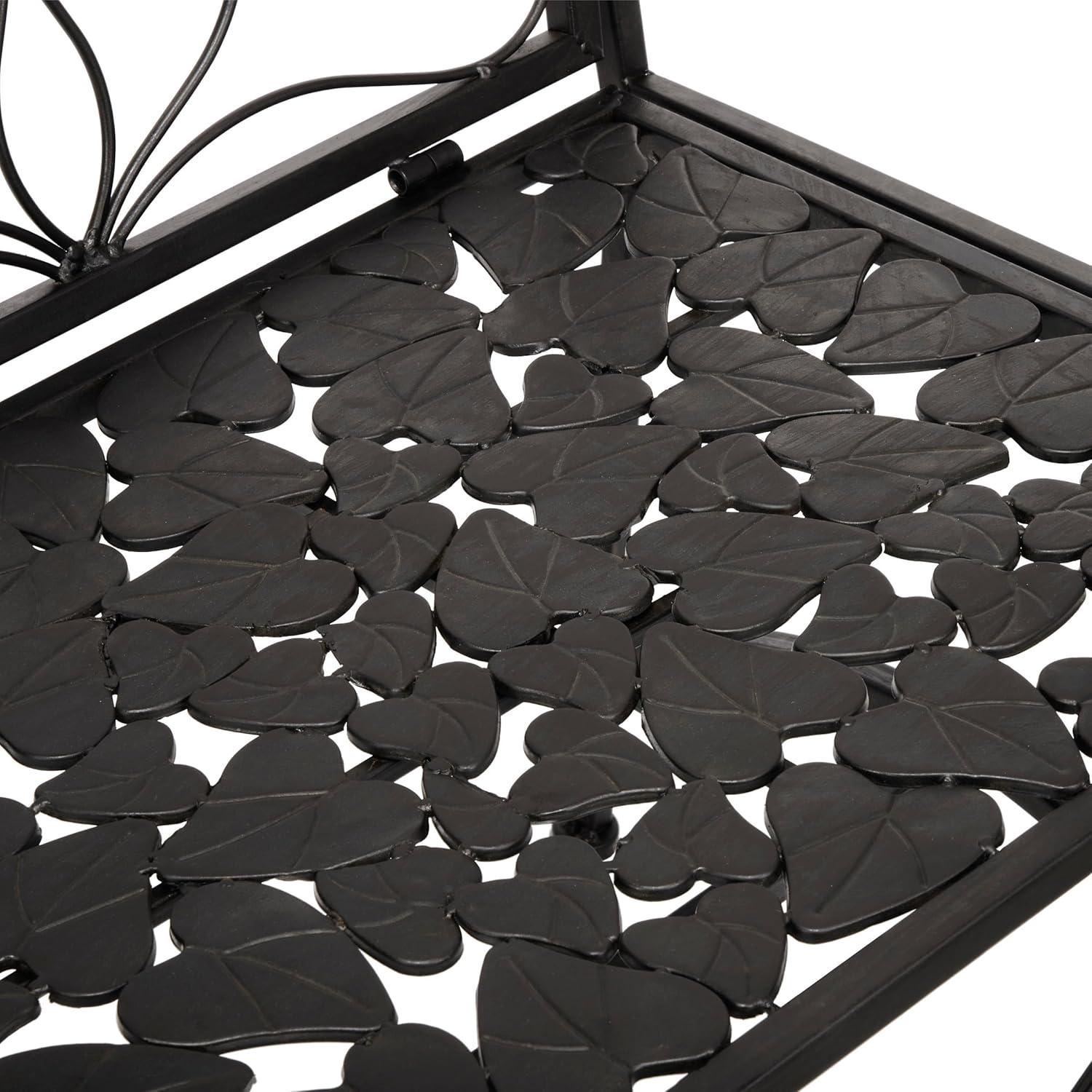 38" x 45" Iron Birds and Leaves Outdoor Garden Bench Brown - Alpine Corporation: Weatherproof, Decorative Yard Seating