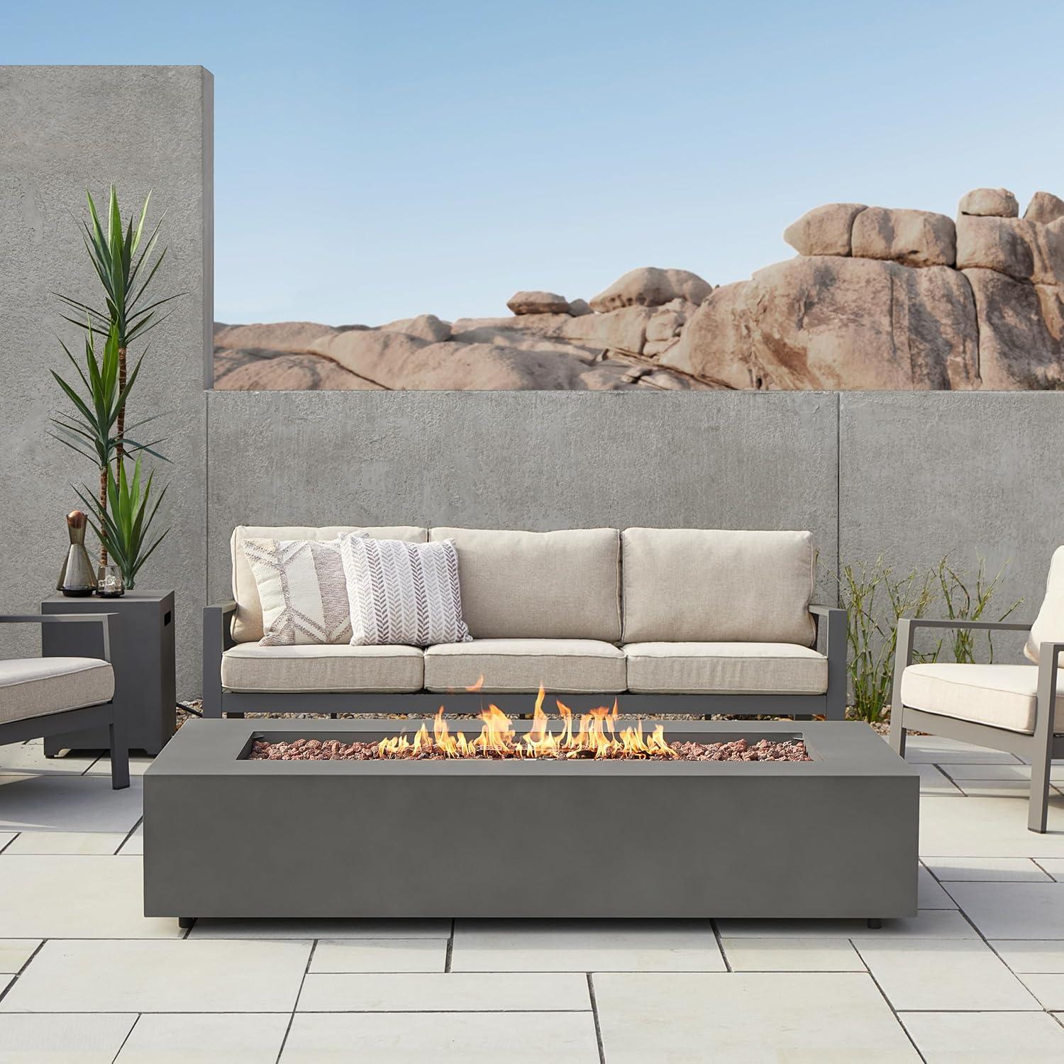 Aegean 70" Weathered Slate Gas Fire Pit Table