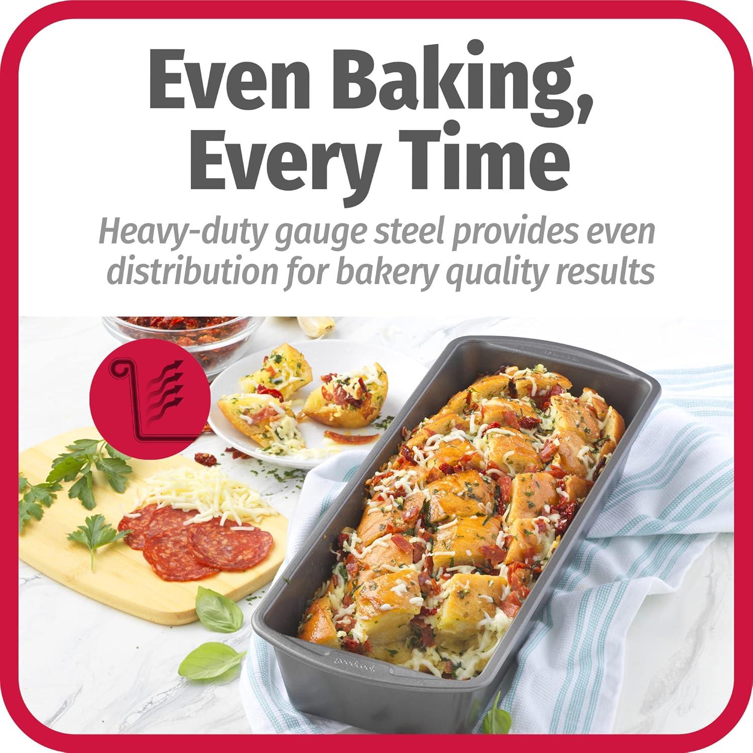 GoodCook Set of 2 Extra Large 13'' x 5'' Nonstick Steel Bread Loaf Pans, Gray,