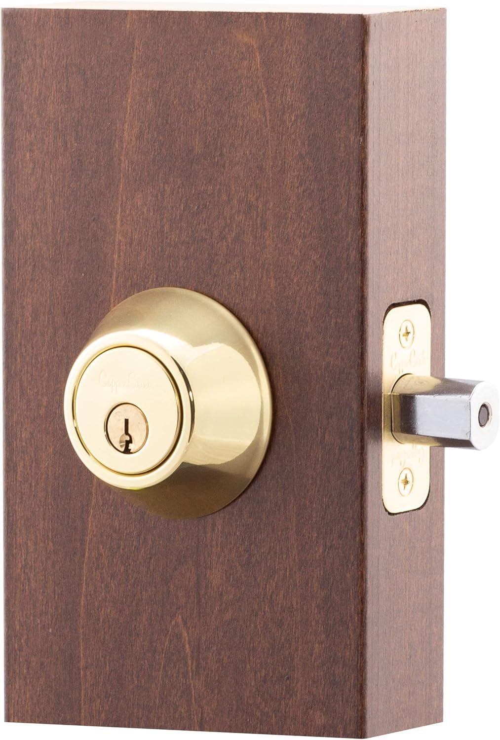 Design House 727438 Single Cylinder 6-Way Universal Deadbolt with Latch Polished Brass