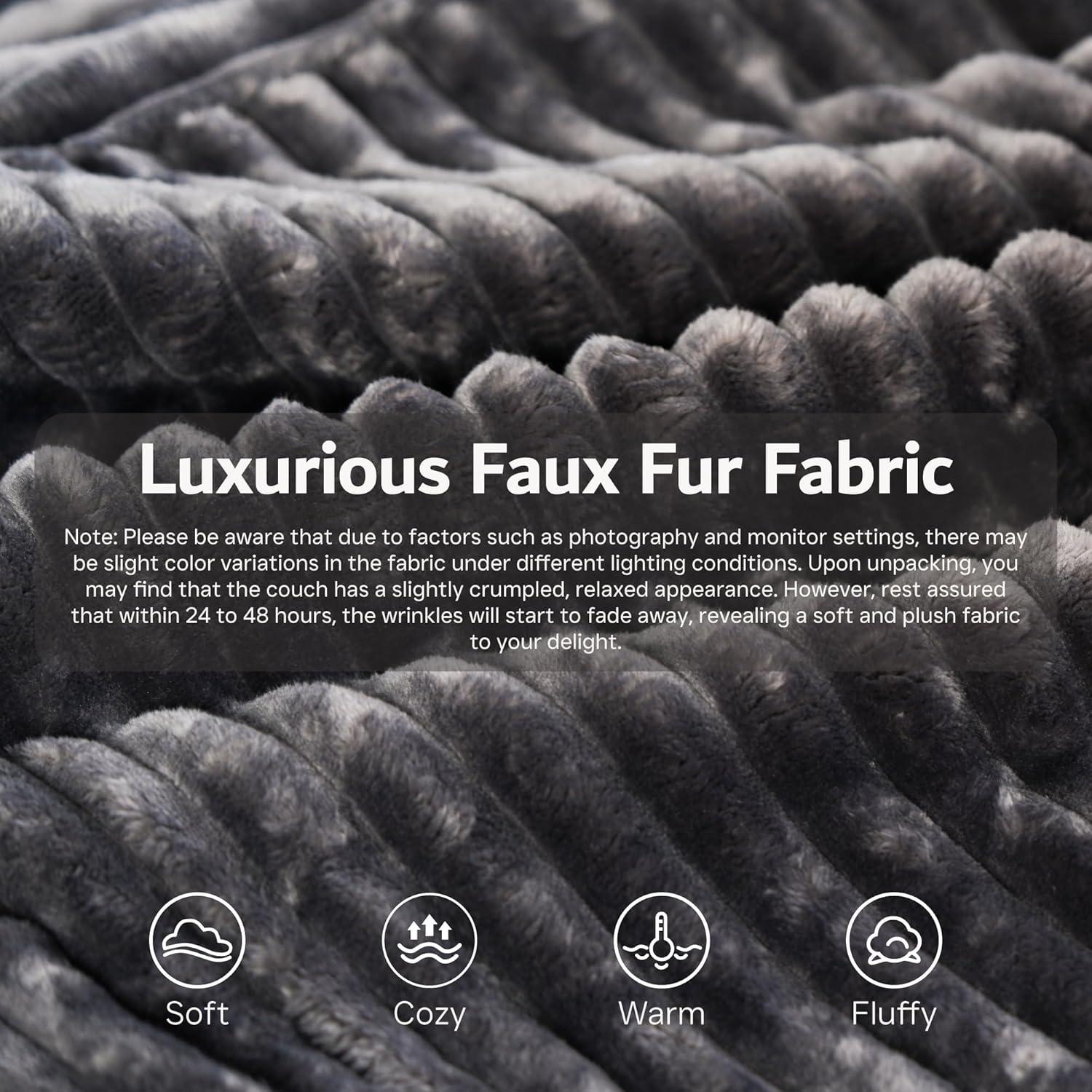 Ovios 135" U-Shape Modular Sectional Sofa Extra Large Plush Corduroy Couch with Ottoman Deep Seat Cloud Sofa Bed for Living Room, Gray, No Assembly Needed