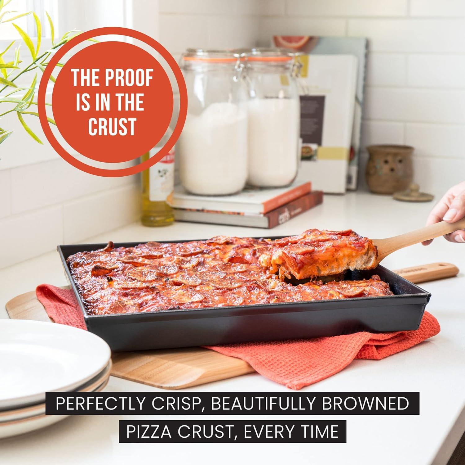 Chef Pomodoro Sicilian Deep Dish Square Pizza Pan, 13.2 x 13.2 inch, Non-stick Aluminum