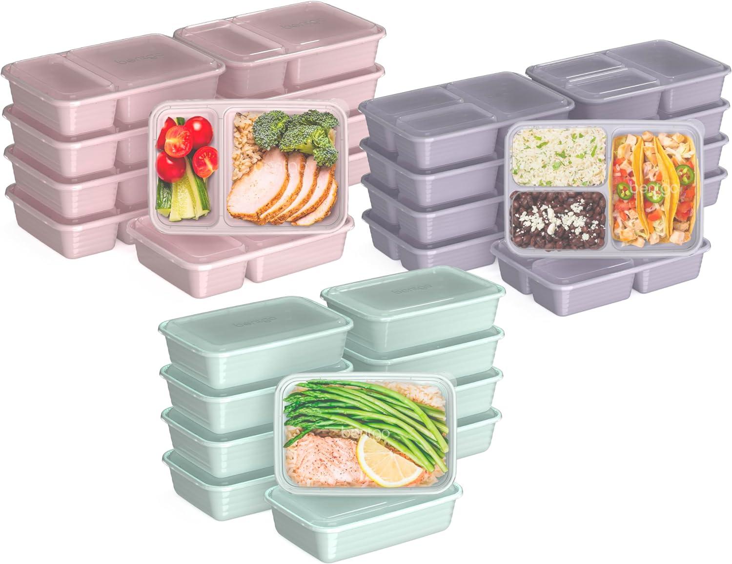 Bentgo Meal Prep Kit, 1, 2, & 3-Compartment Containers, Microwavable - 60pc