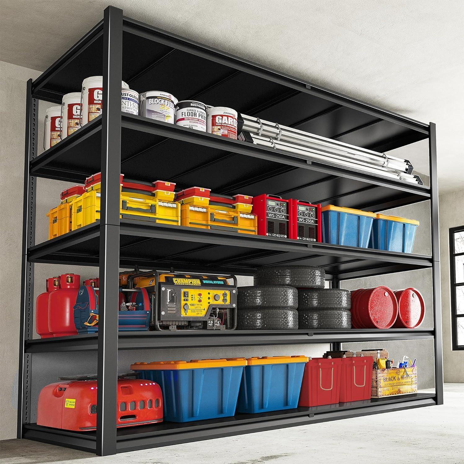 REIBII 55" W Garage Shelving Unit 3000LBS Heavy Duty Metal Shelving Adjustable Storage Rack