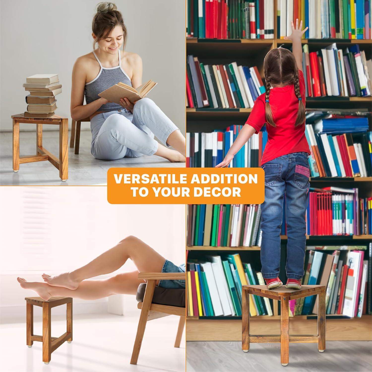 12 in Shower Foot Rest – Small Corner Bathroom Bench, Shower Stool for Shaving Legs, Spa Foot Rest, Compact Bath Seat for Small Shower Spaces