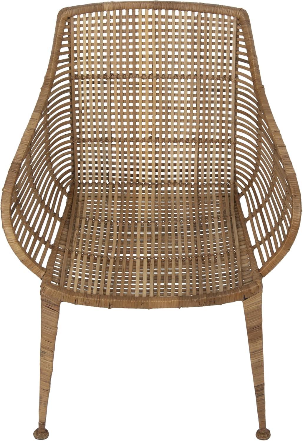 Bloomingville Hand-woven Rattan and Metal Arm Chair, Natural