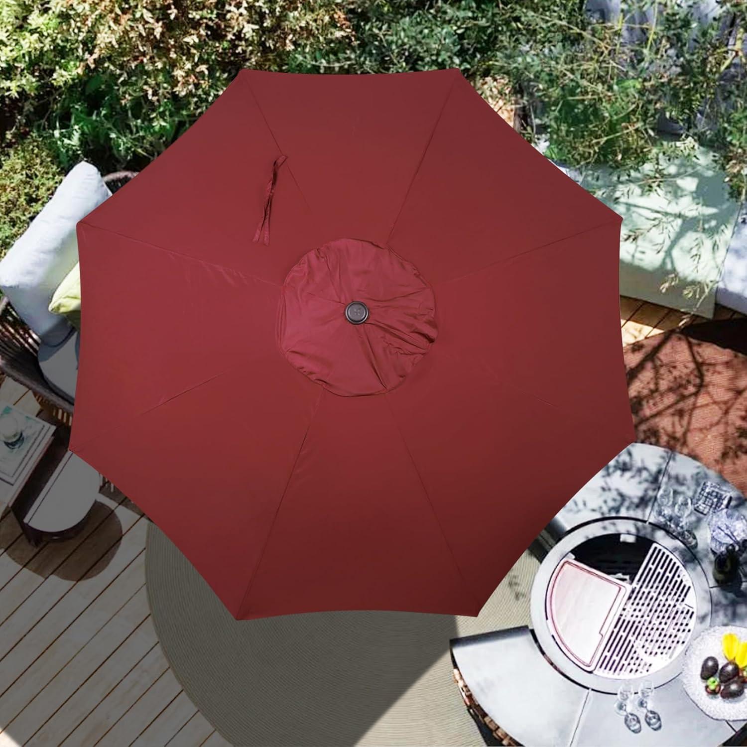 WLAGOOD 9' Patio Outdoor Table Market Yard Umbrella Replacement Top Cover with 8 Ribs, 9ft Canopy,Canopy Garden Umbrella Outdoor Stall Umbrella Beach Sun Umbrella Replacement Cloth