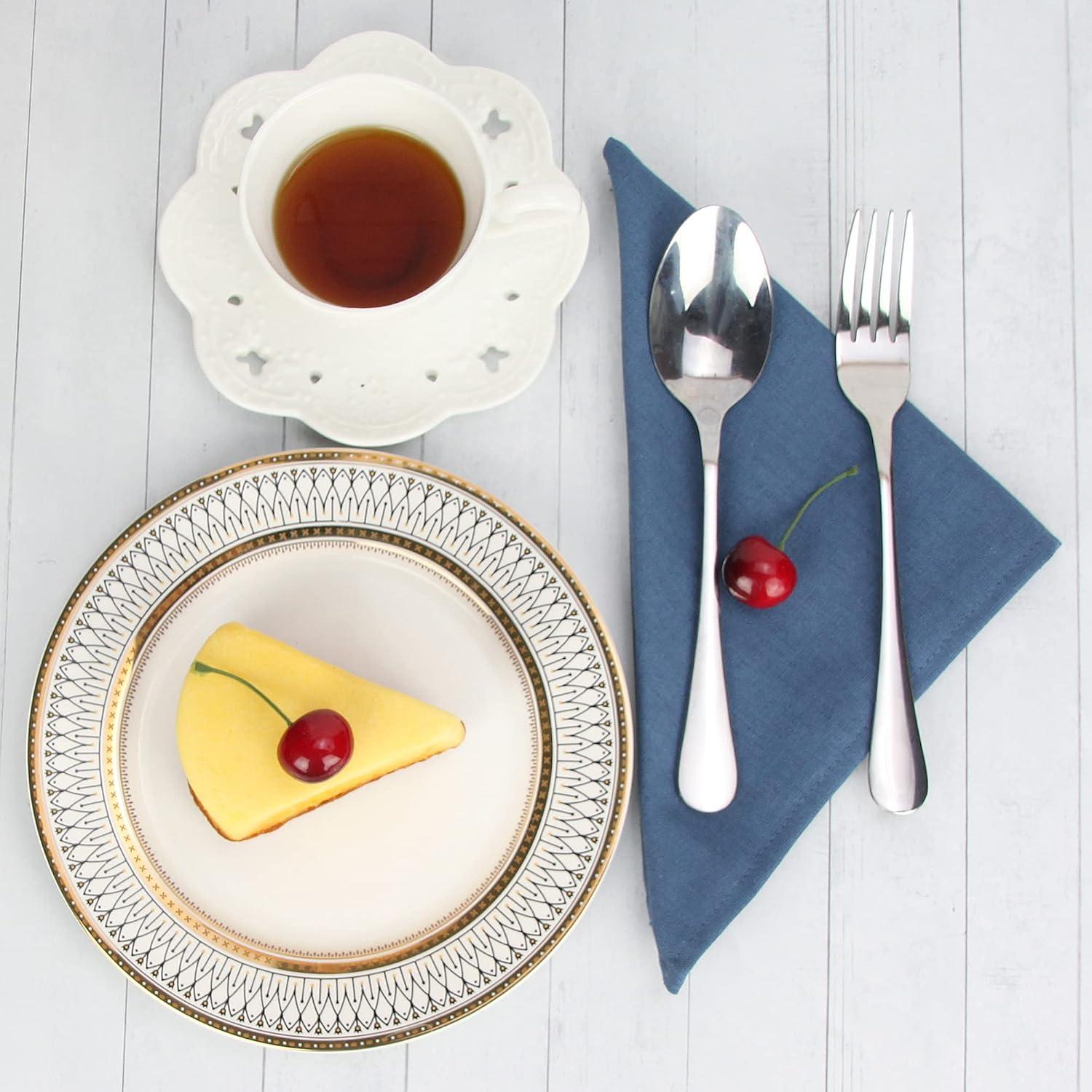 Solid Color Linen Cotton Thin Dinner Cloth Napkins Set of 12 (40 x 40 cm) for Events & Home Use