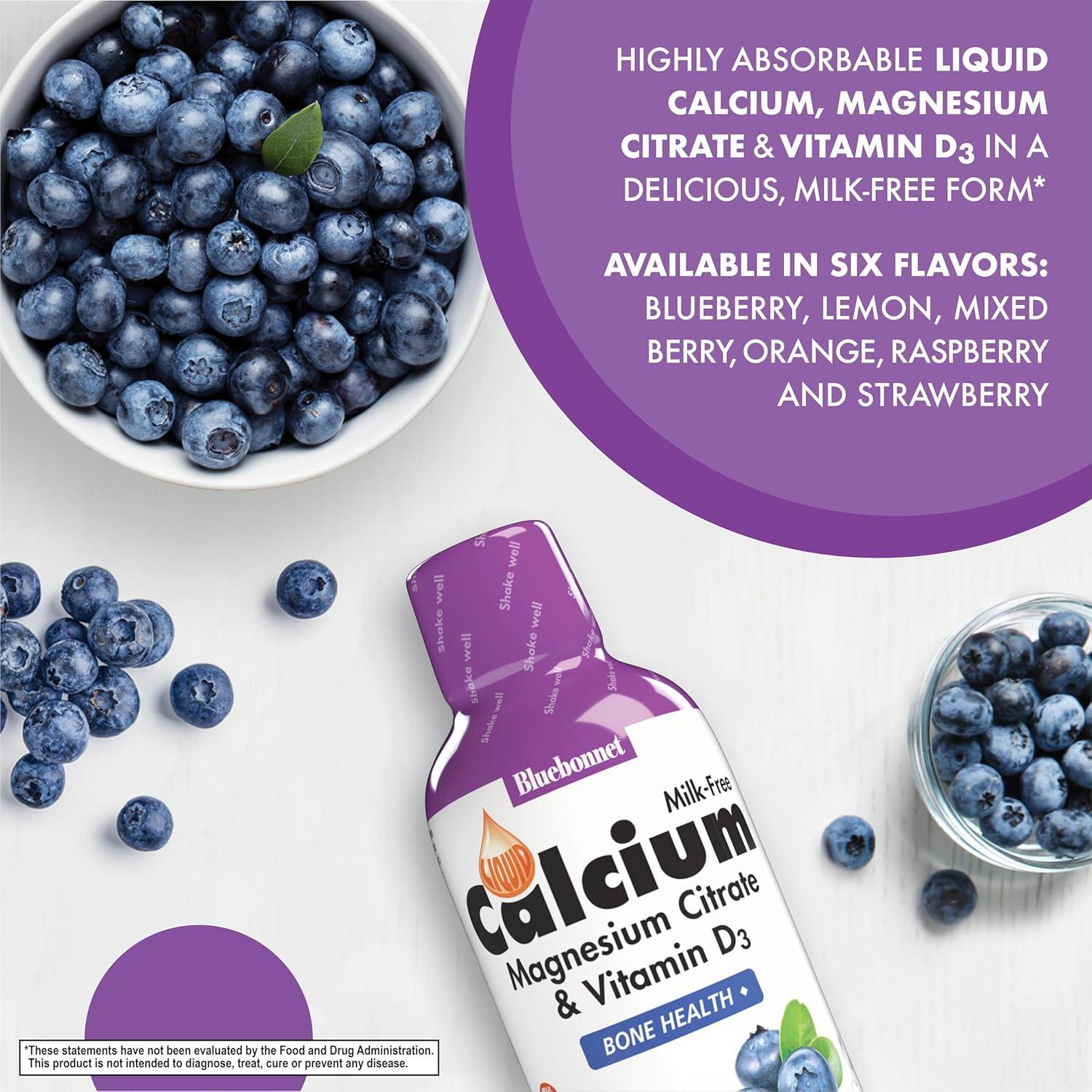 Bluebonnet Nutrition Liquid Calcium Magnesium Citrate & Vitamin D3, Blueberry, 16 fl oz (473 ml)
