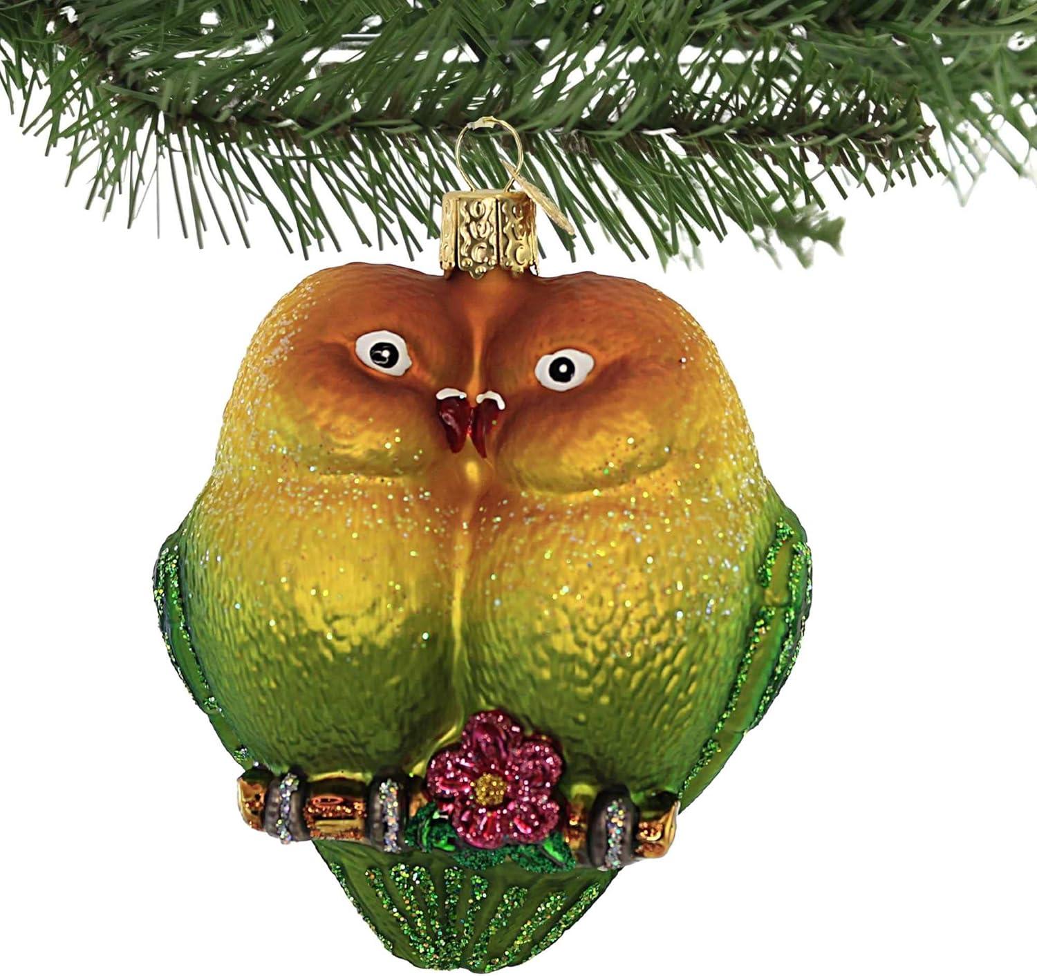 Old World Christmas 4.0 Inch Lovebirds Parrots Lifelong Love Tree Ornaments