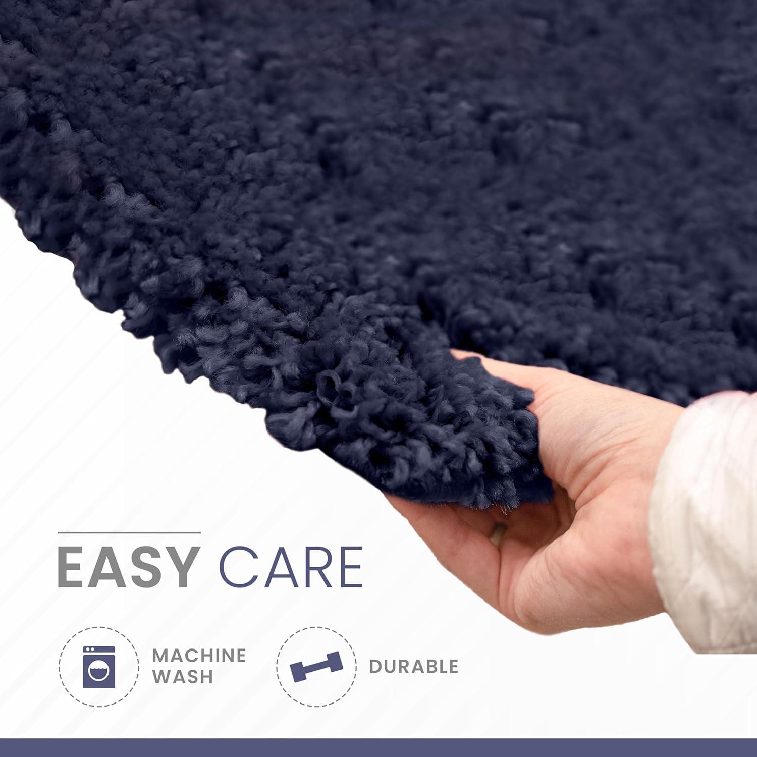 Martex 100% Cotton Bath Rug - Quick Dry - Ultra Soft & Extra Absorbent Non-Slip Bath Rug (Navy)