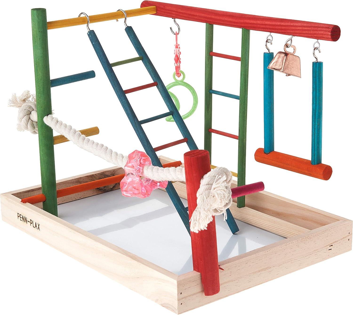 Penn-Plax Bird Life Wood Playpen – Perfect for Cockatiels and Conures - Large Multicolor