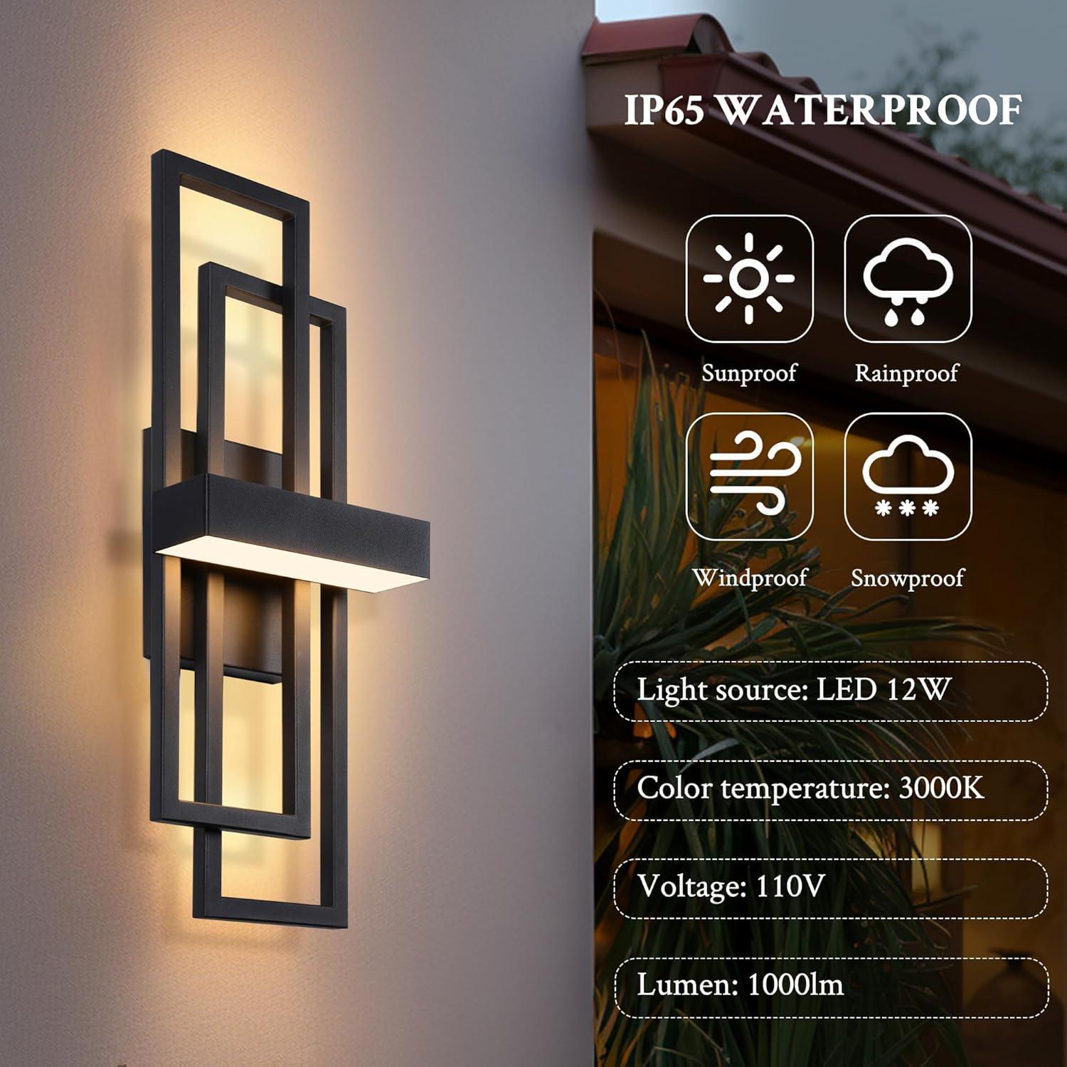 LamQee Wall Sconces 20-in H Brushed Black Hardwired Integrated LED Outdoor Wall Light