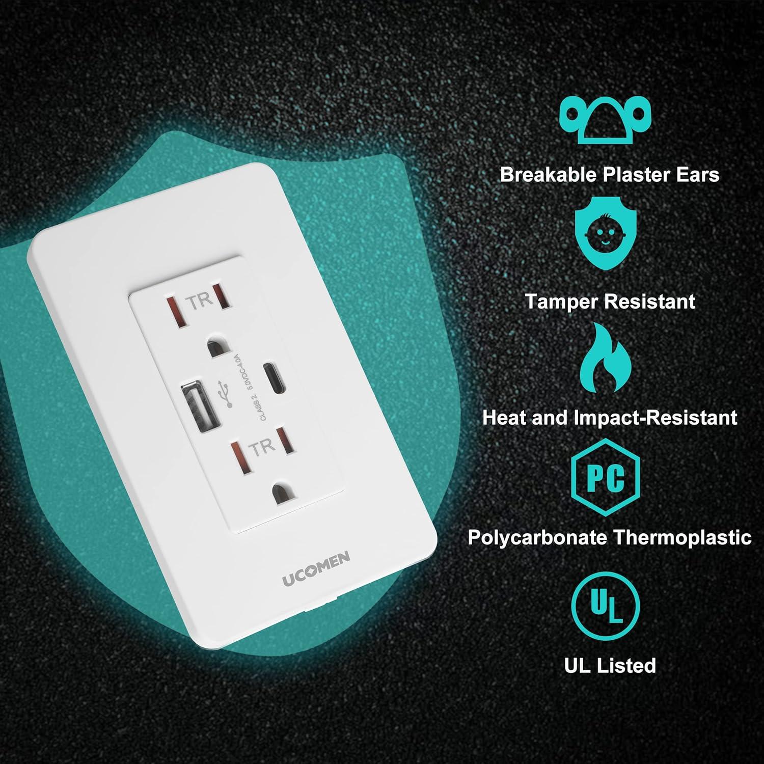 15 Tamper Resistant Duplex Outlet with USB Port