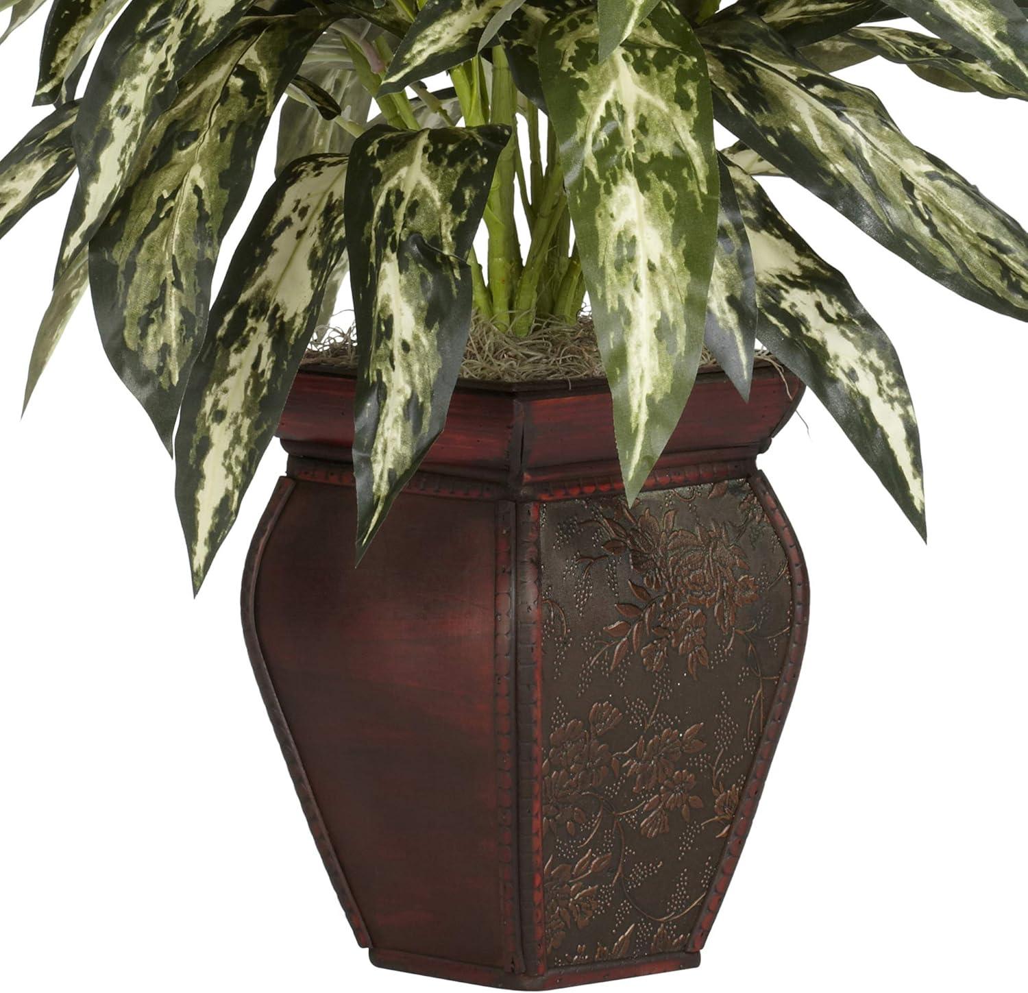 Elegant 30" Aglaonema Silk Plant with Decorative Two-Tone Vase