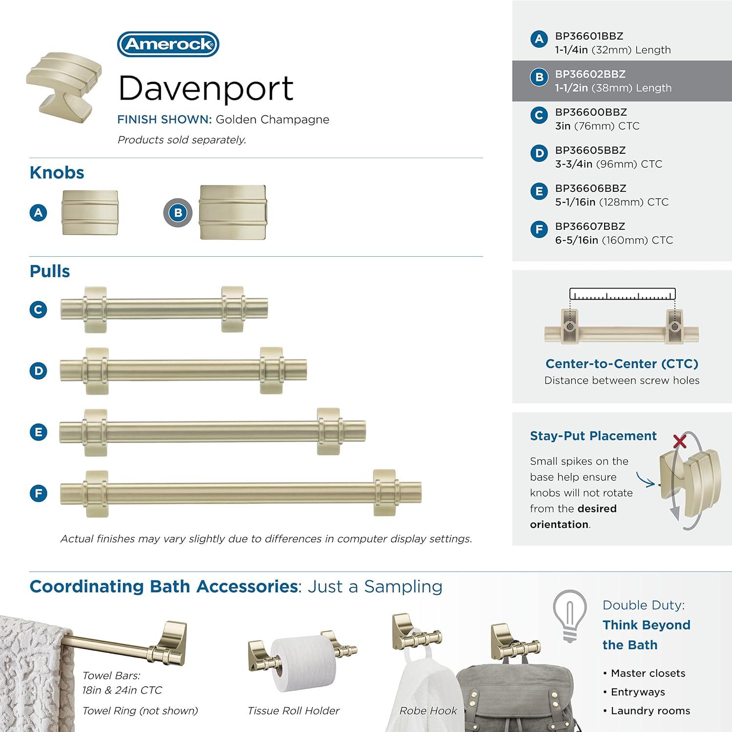 Davenport 1 3/8" Length Rectangle Knob