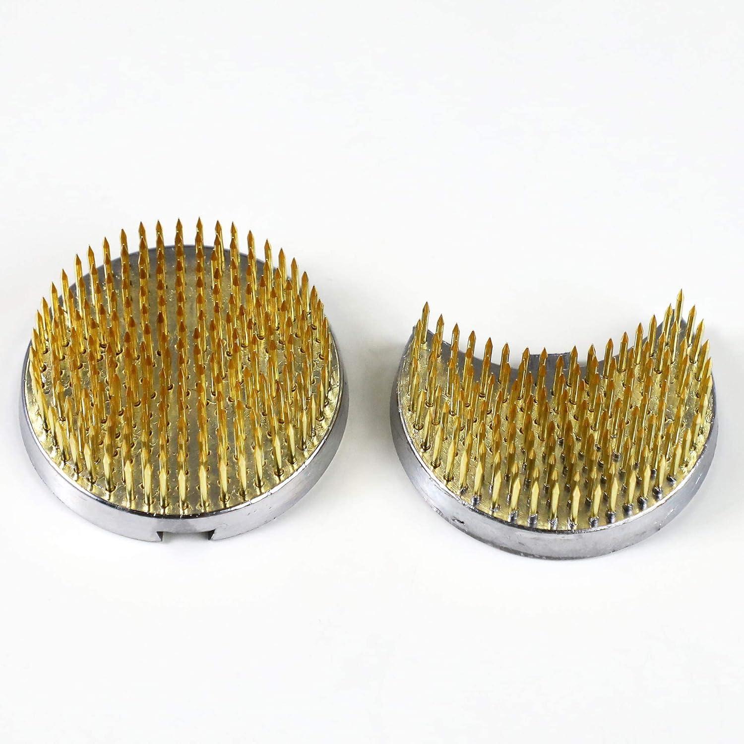 Sun and Moon Brass and Stainless Steel Ikebana Kenzan Flower Holder