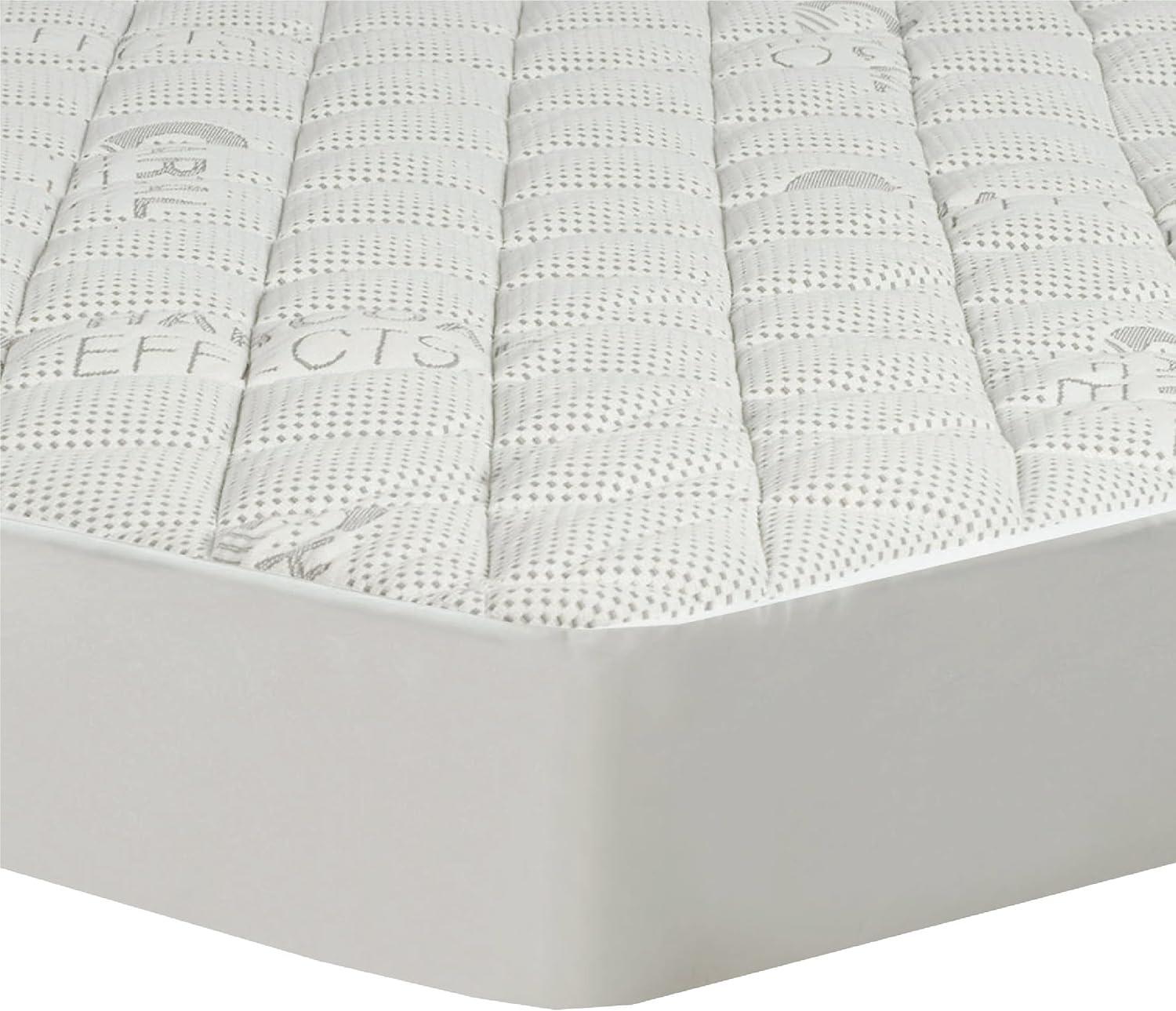 Twin White Charcoal Cooling Water-Resistant Mattress Pad