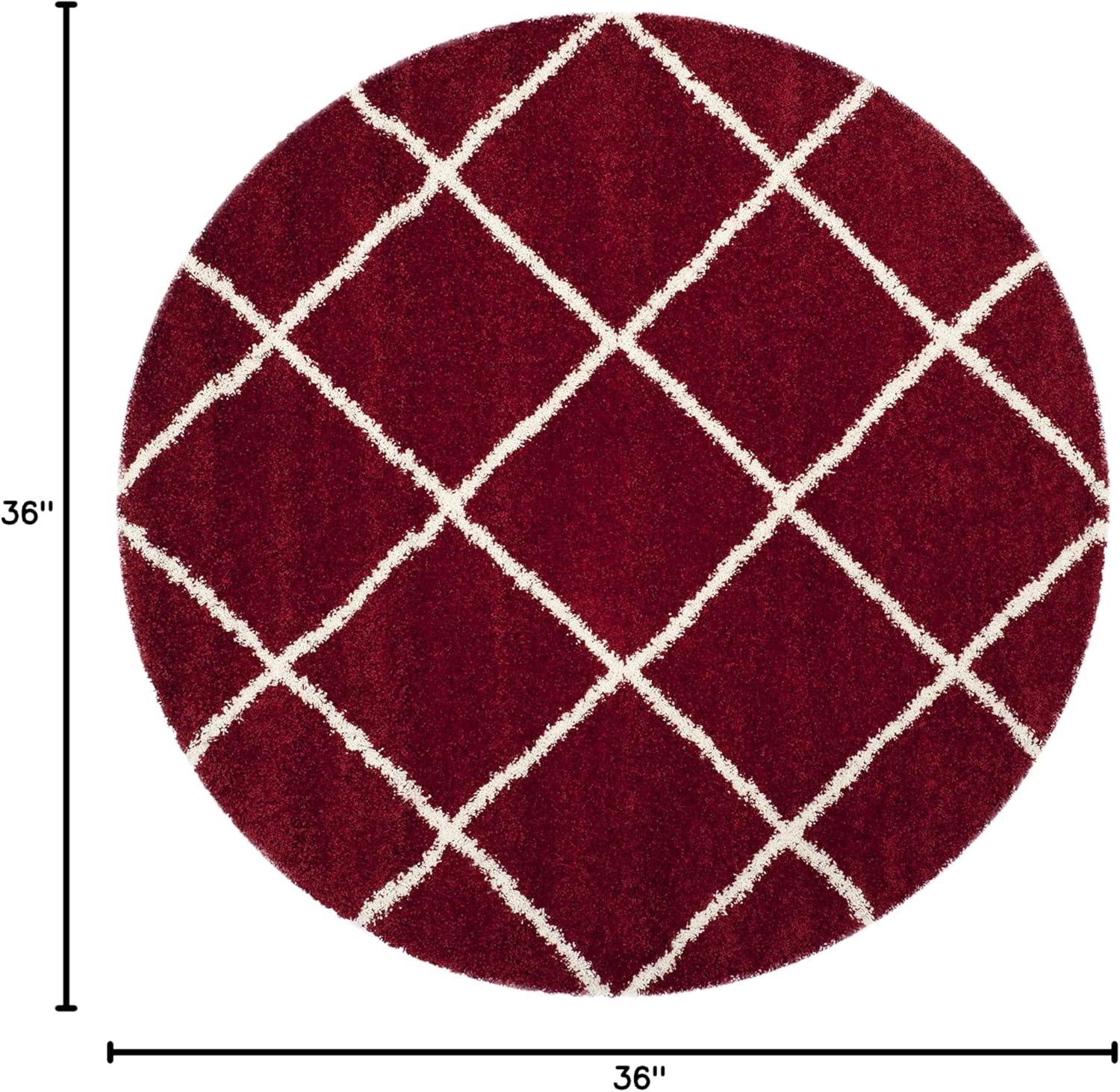 Hudson Shag SGH281 Power Loomed Indoor Accent Rug - Red/Ivory - 3' Round - Safavieh